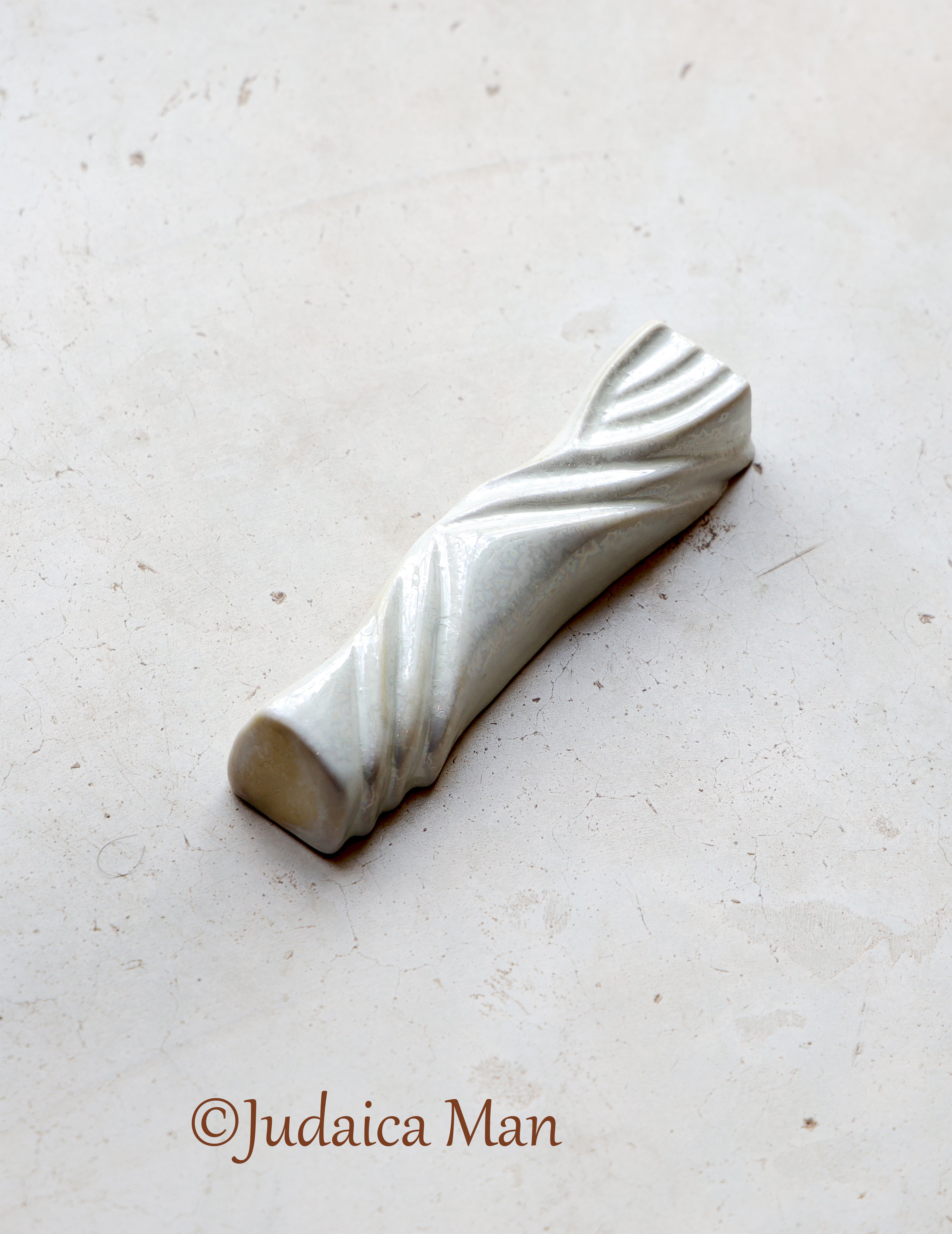 Ceramic mezuzah case "Kalah- Bride" pearl color