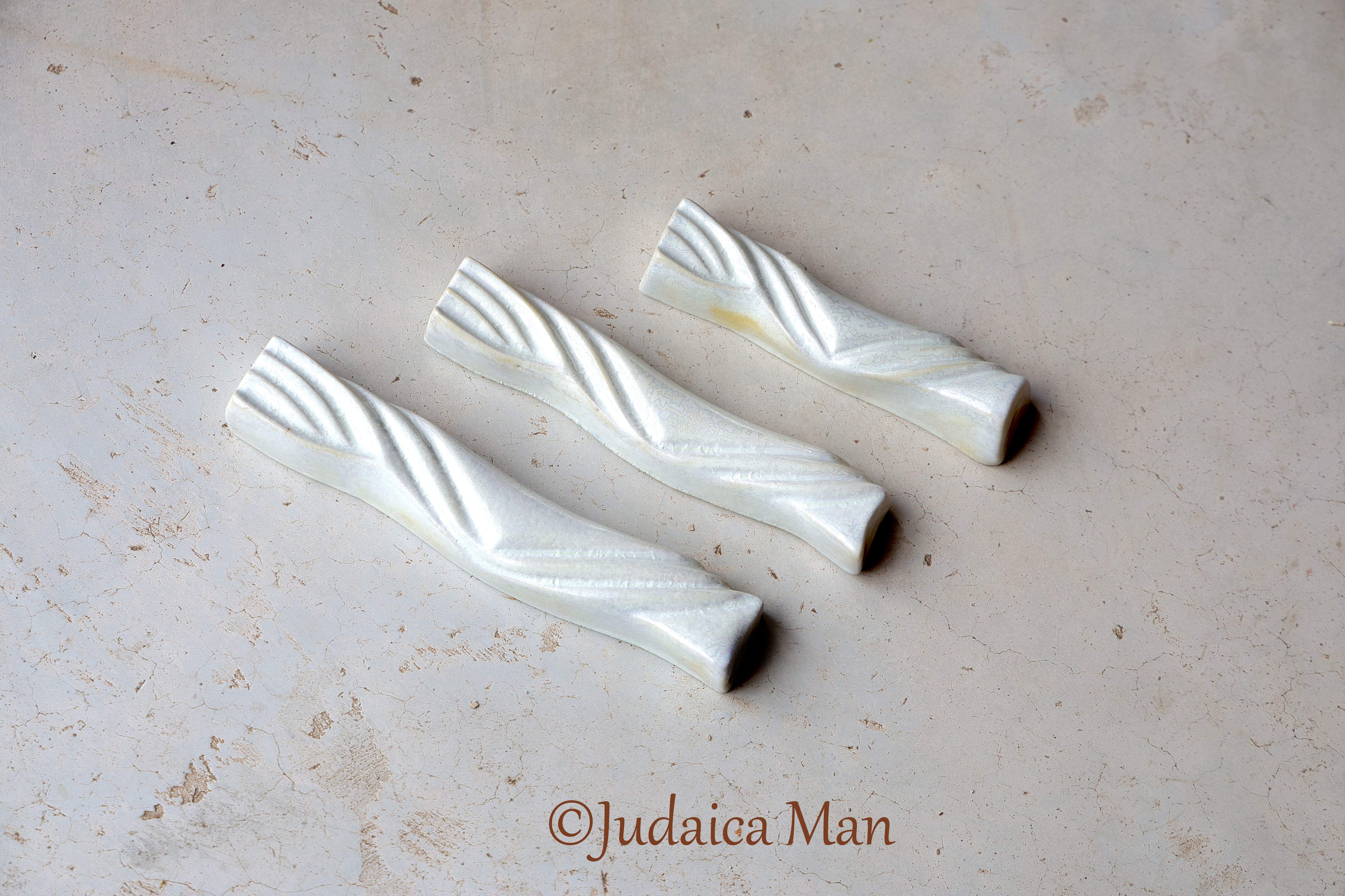 Ceramic mezuzah case "Kalah- Bride" pearl color