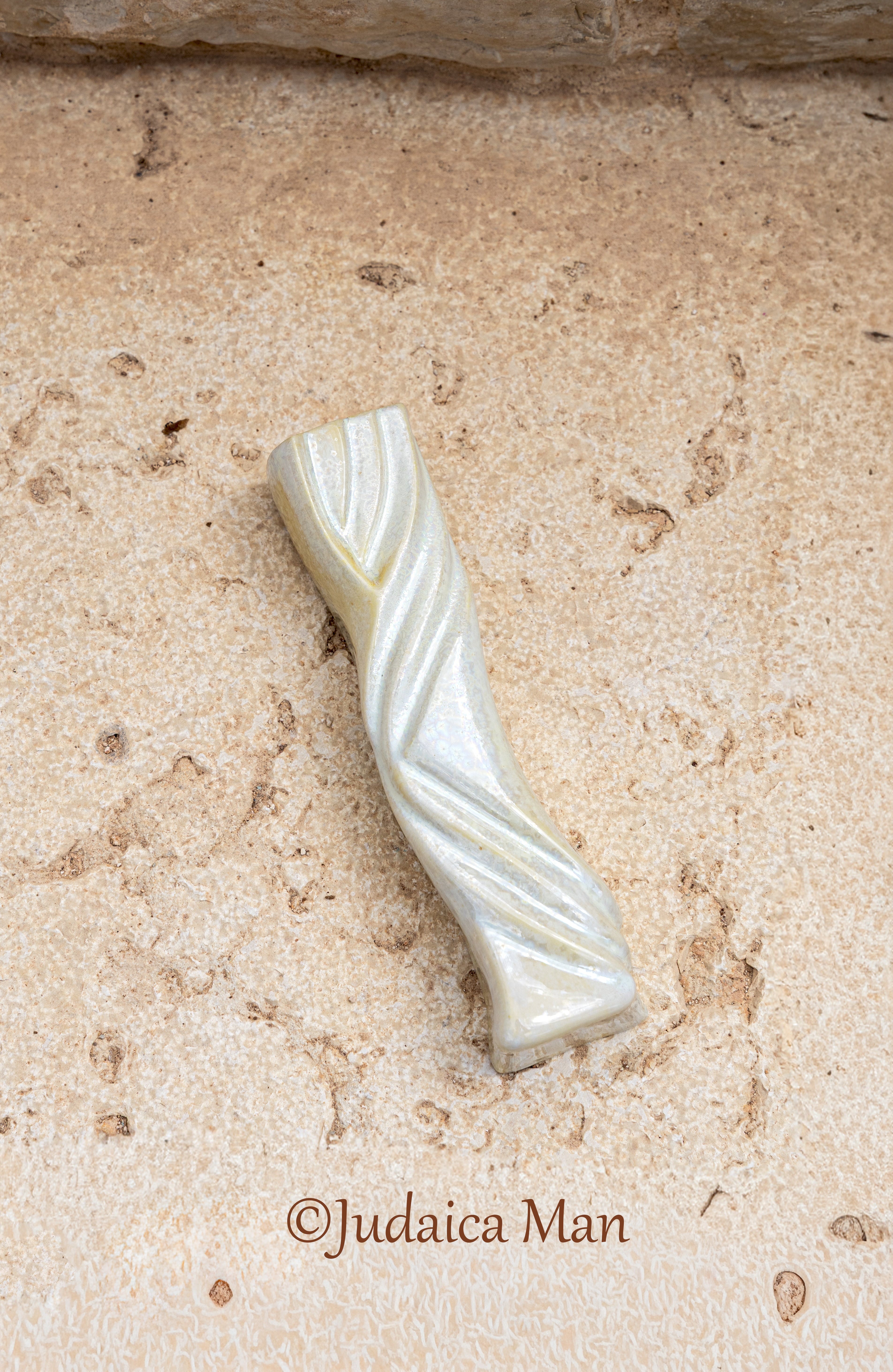 Ceramic mezuzah case "Kalah- Bride" pearl color