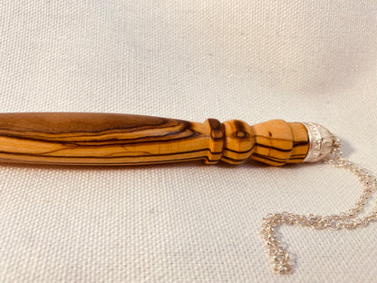Torah Pointer for Torah case - Yad for Sefer Torah from Olive wood and silver with personalization