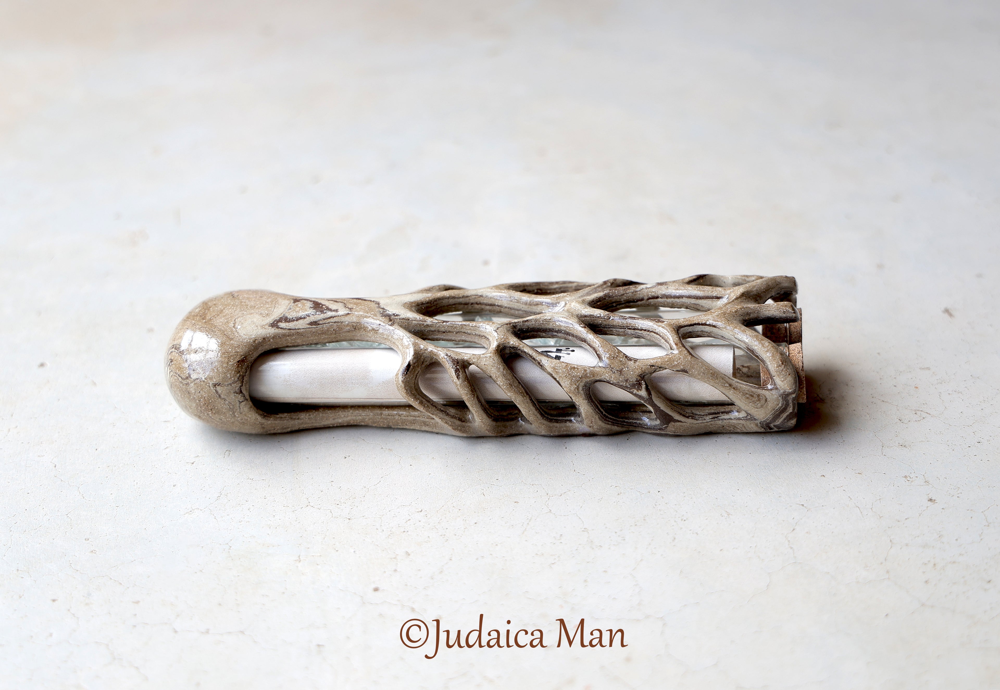 Wedding ceramic mezuzah "Tree of life" unique piece handmade for jewish wedding