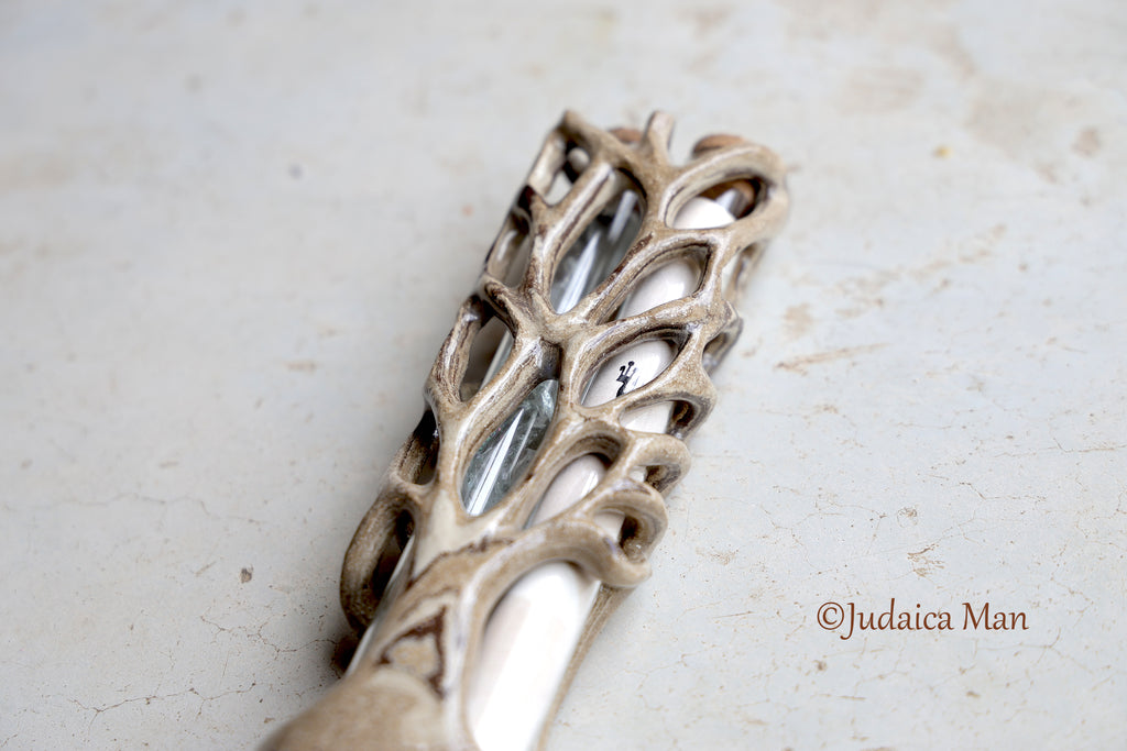 Wedding ceramic mezuzah "Tree of life" unique piece handmade