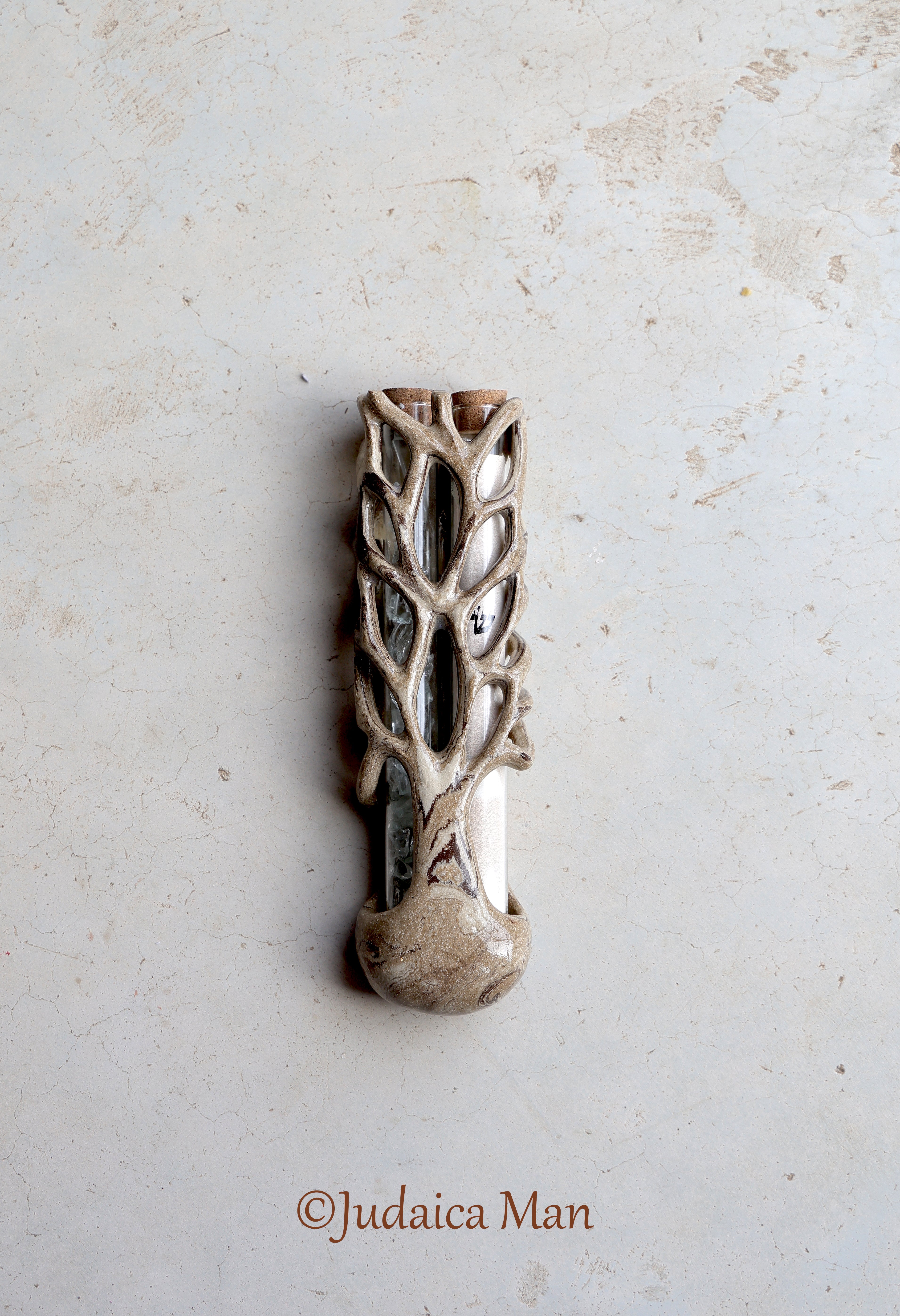 Wedding ceramic mezuzah "Tree of life" unique piece handmade