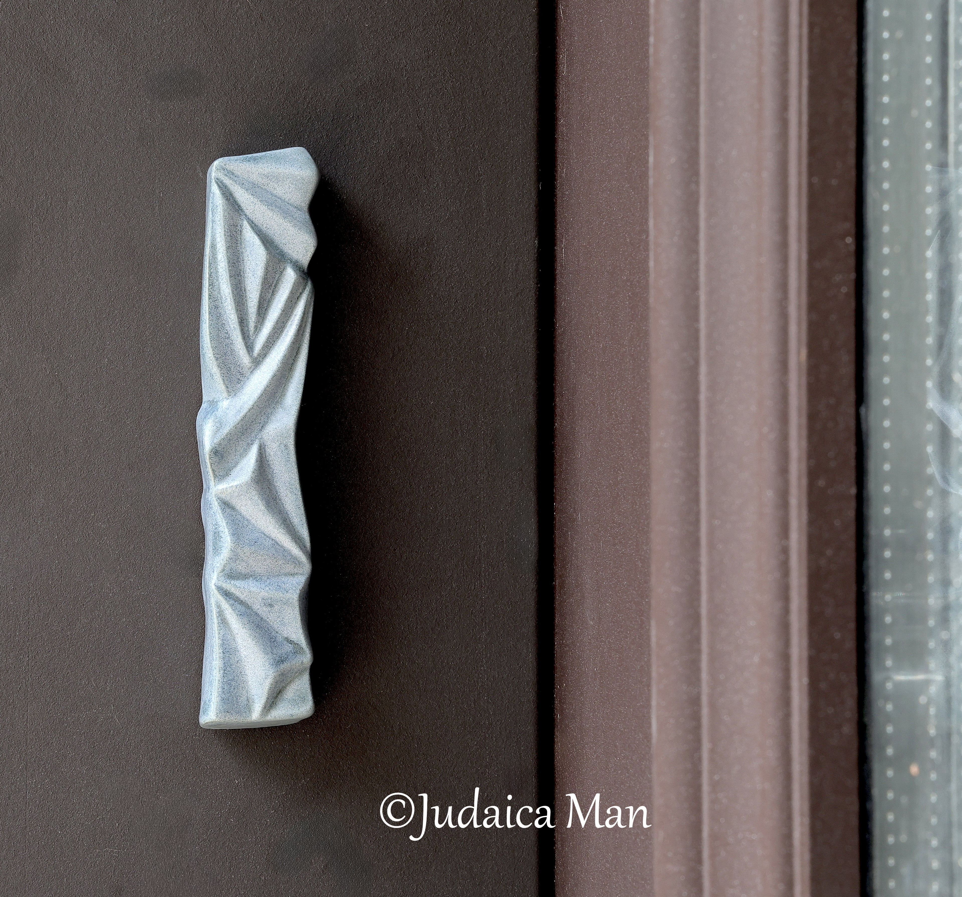 Ceramic mezuzah  "Diamond" Blue stone color 2 sizes