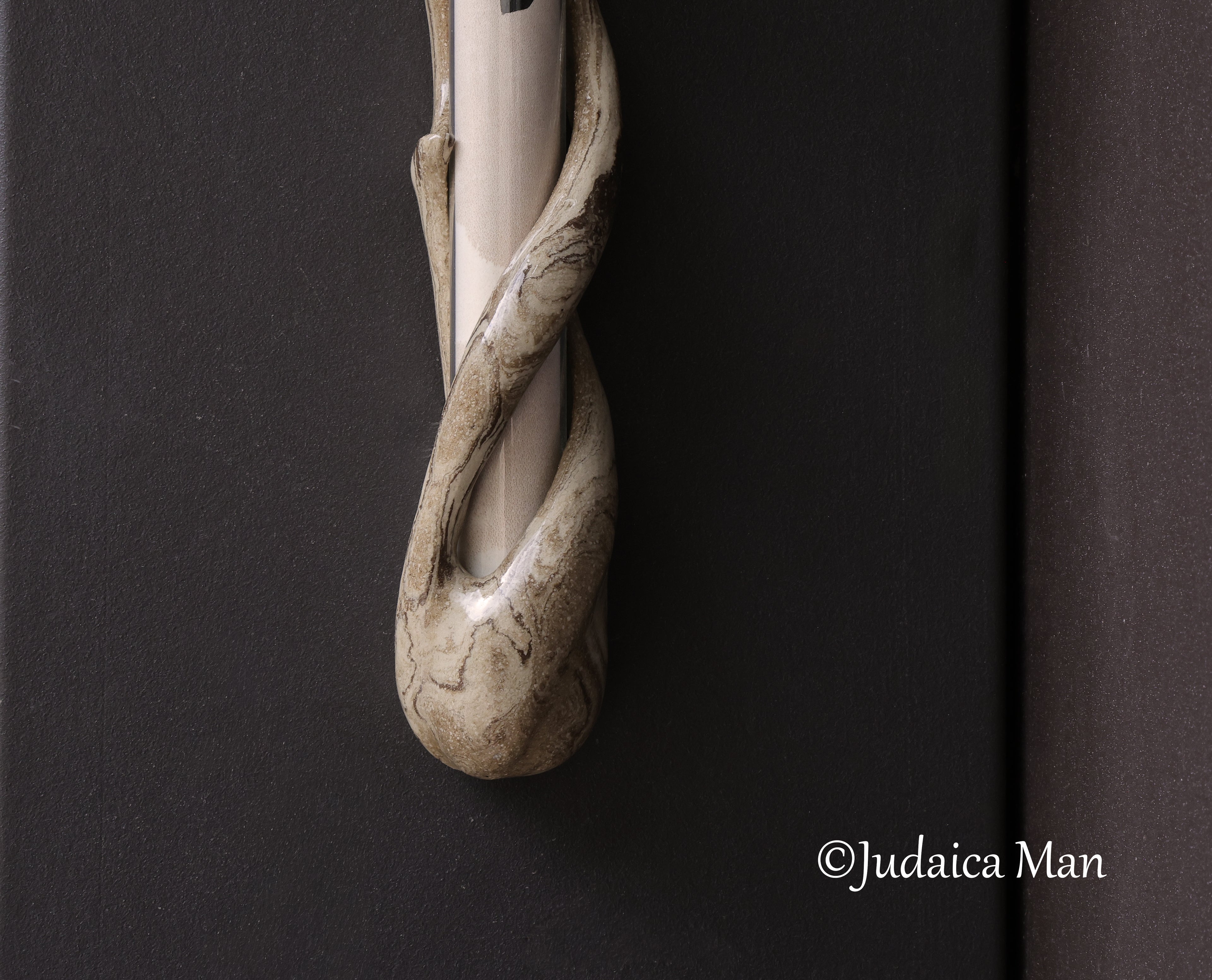 Ceramic mezuzah case "Tree of life"with glass tube