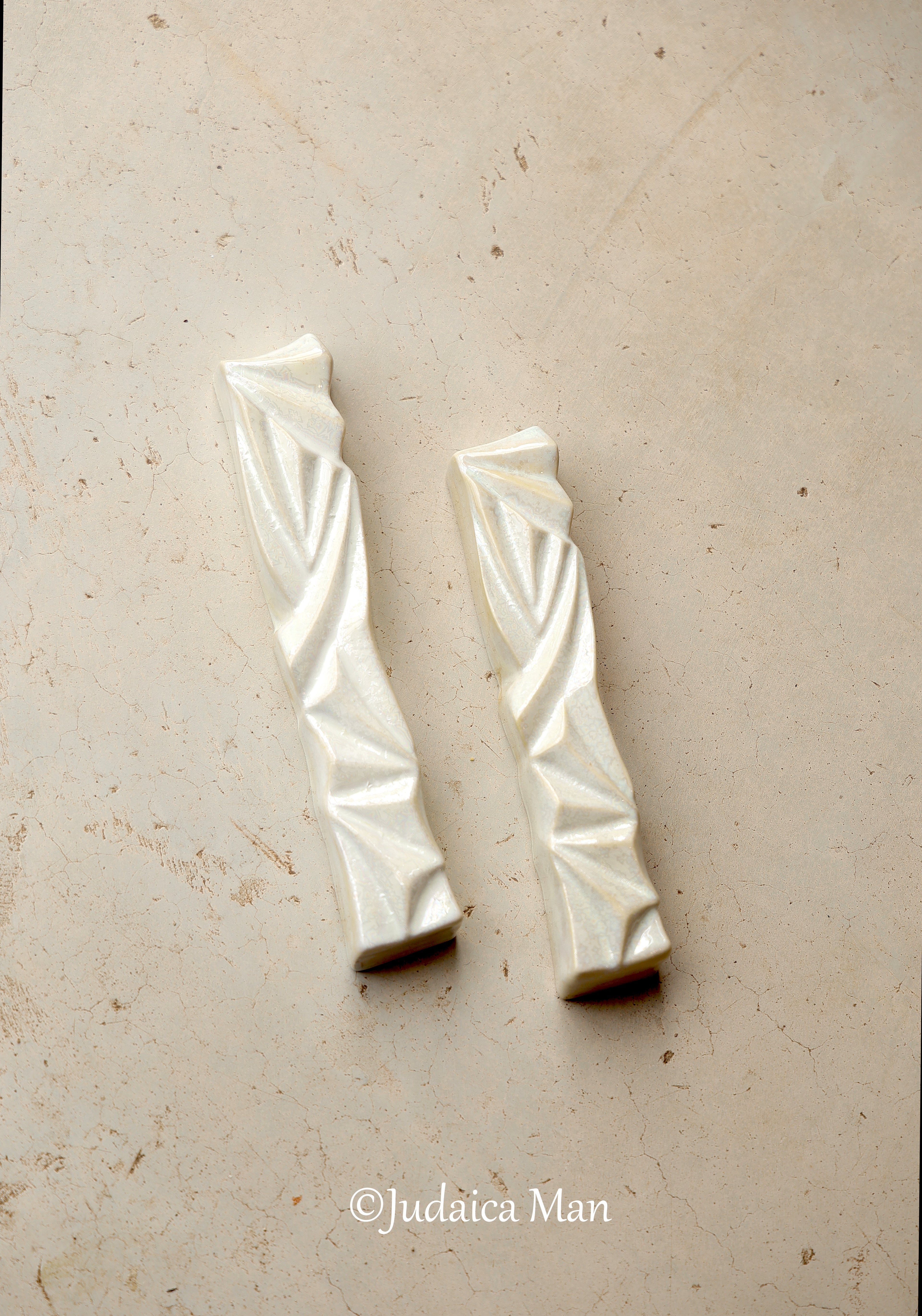 Ceramic mezuzah  "Diamond" Pearl color 2 sizes