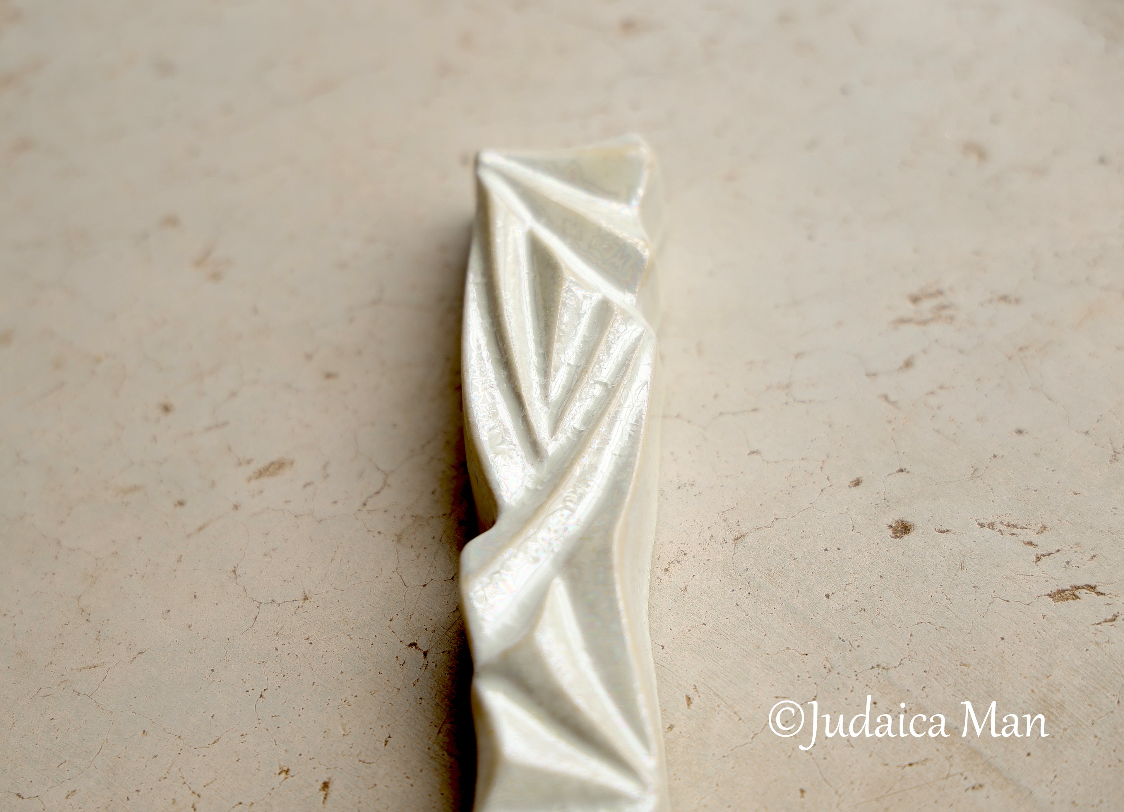 Ceramic mezuzah  "Diamond" Pearl color 2 sizes