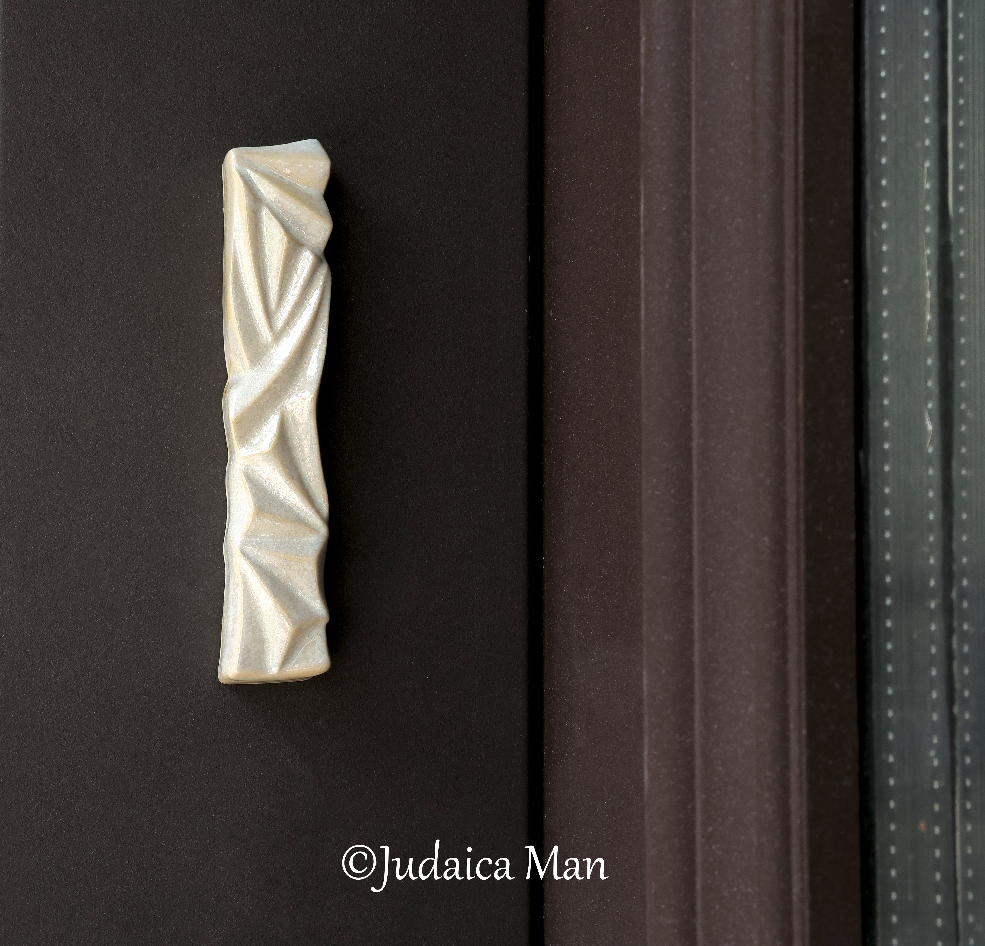 Ceramic mezuzah  "Diamond" Pearl color 2 sizes