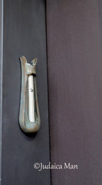 Ceramic mezuzah "Harp"- Brown color