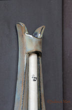 Ceramic mezuzah "Harp"- Brown color