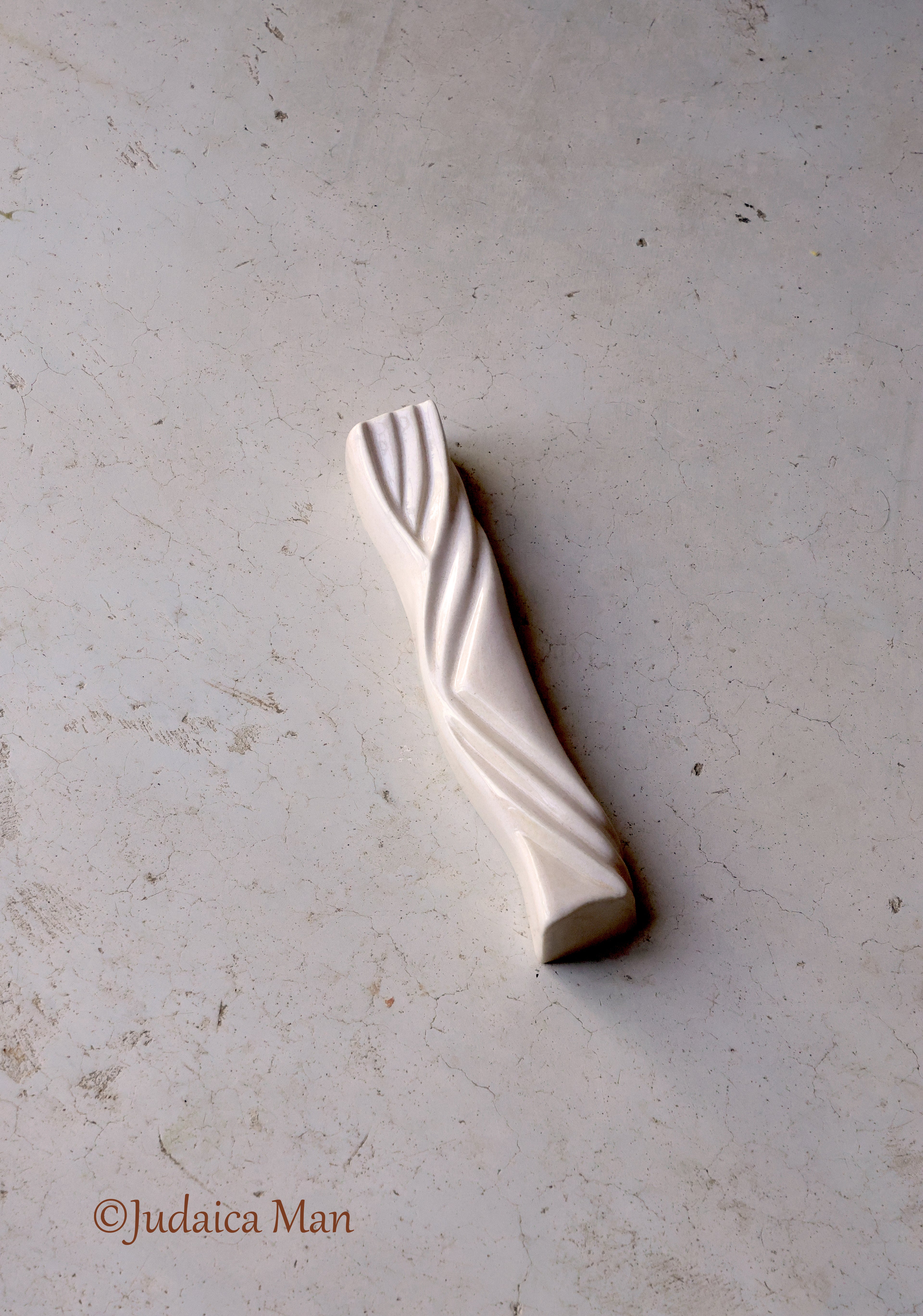 Ceramic mezuzah case "Kalah- Bride" cream color