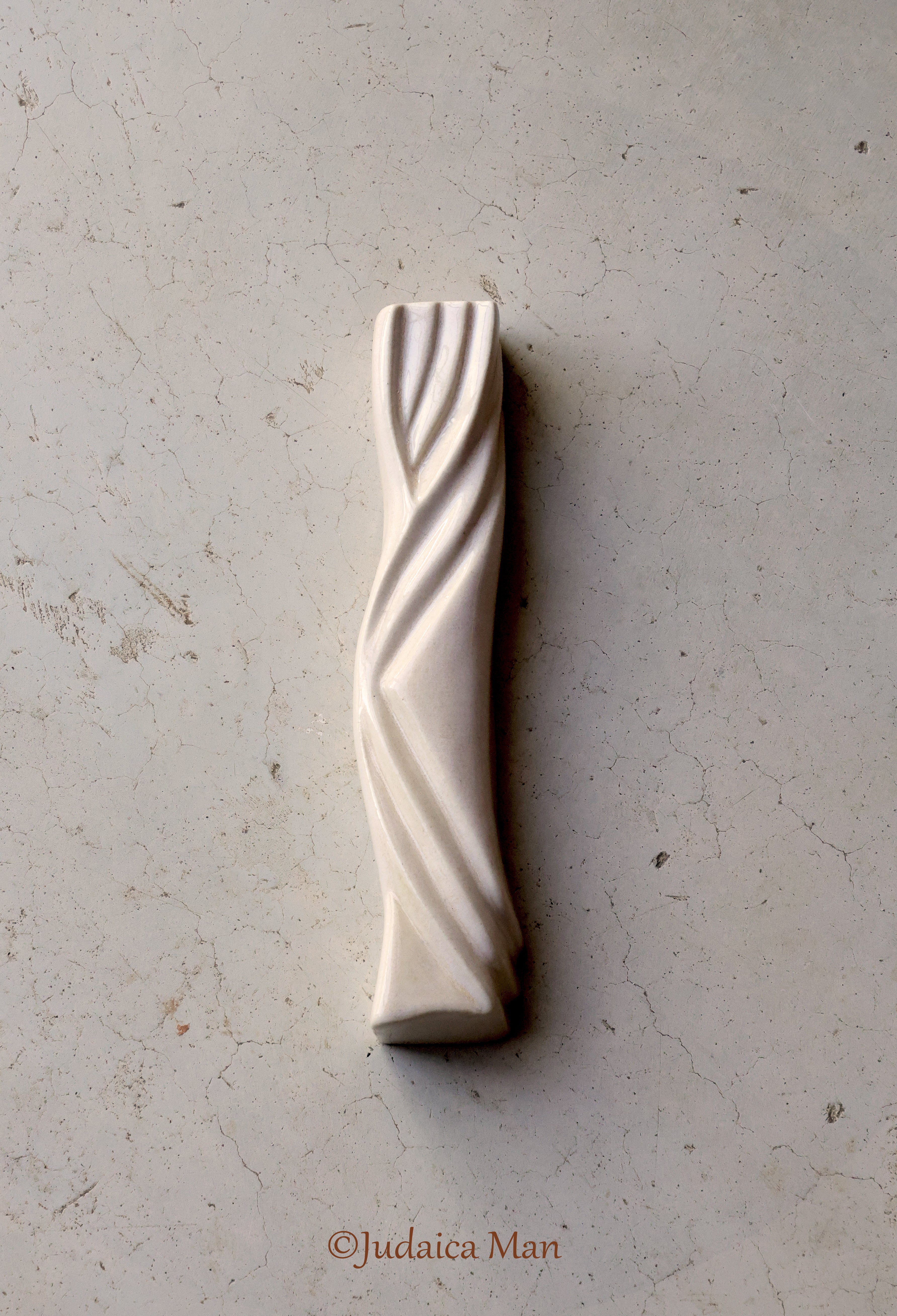 Ceramic mezuzah case "Kalah- Bride" cream color