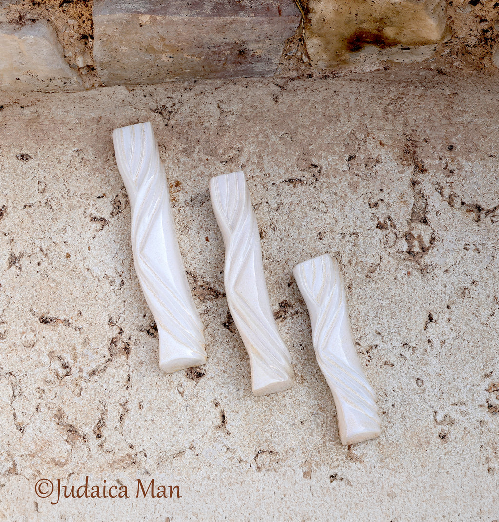 Ceramic mezuzah case "Kalah- Bride" cream color
