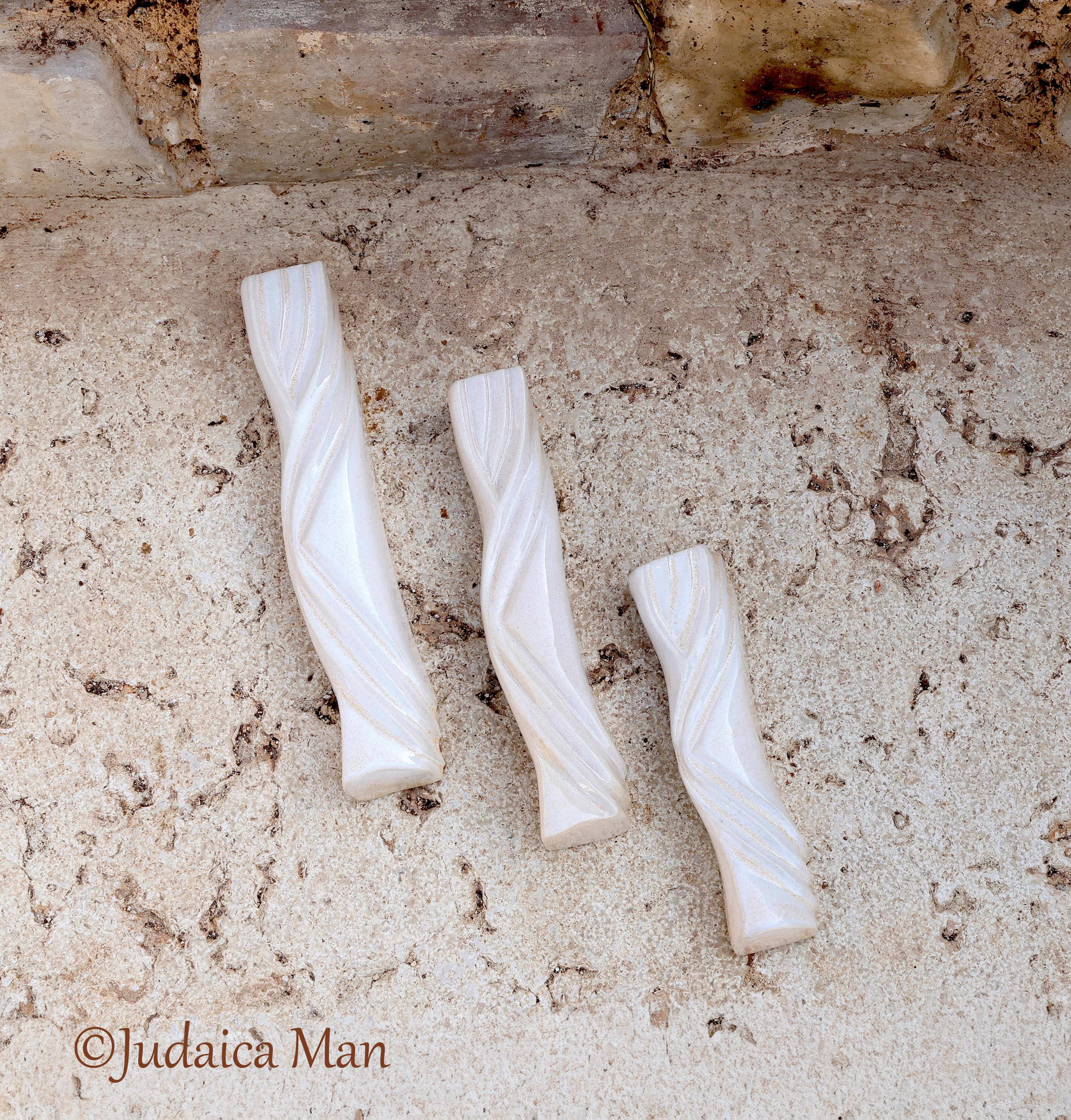 Ceramic mezuzah case "Kalah- Bride" cream color