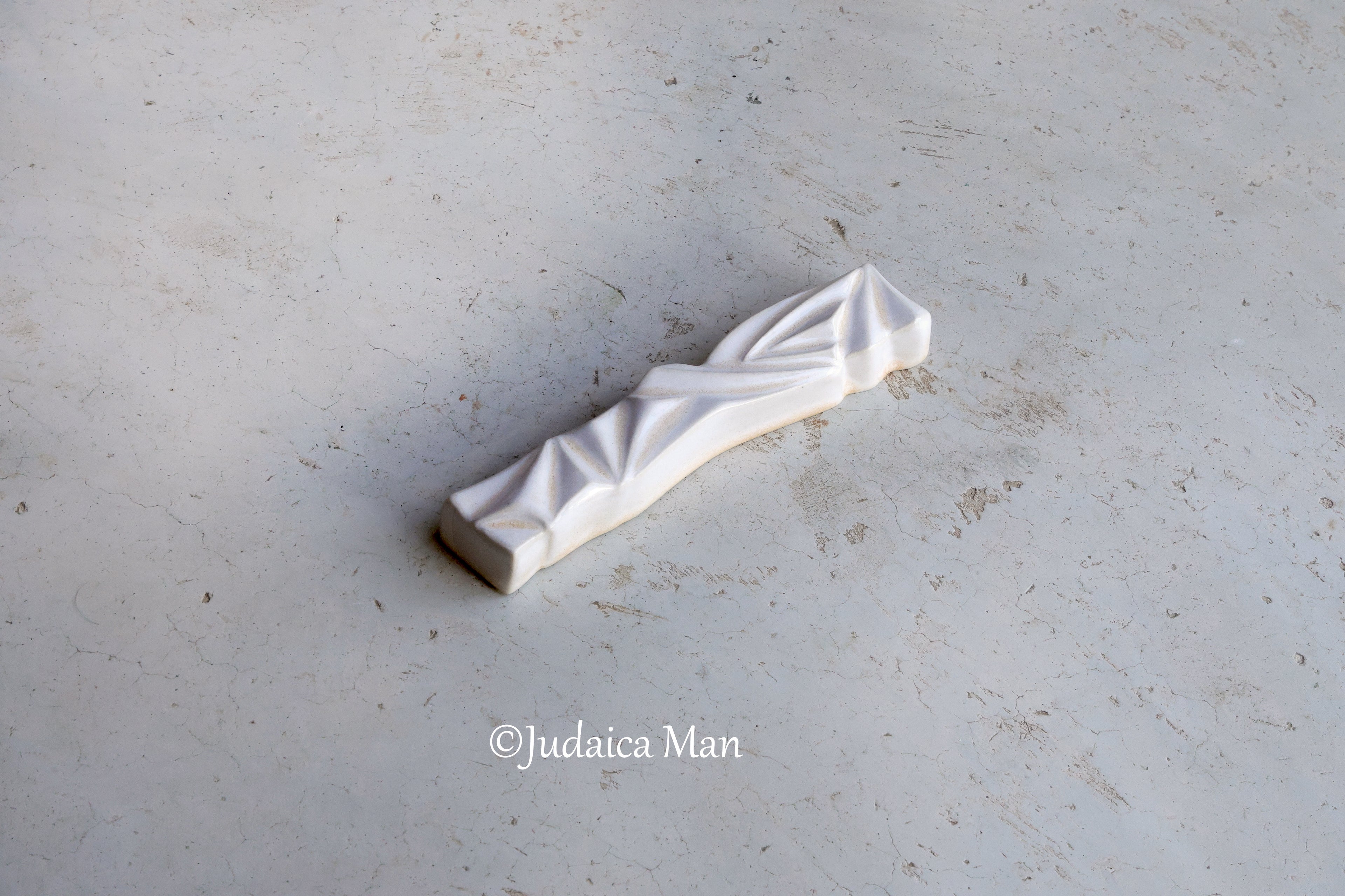 Ceramic mezuzah  "Diamond" white-cream color 2 sizes