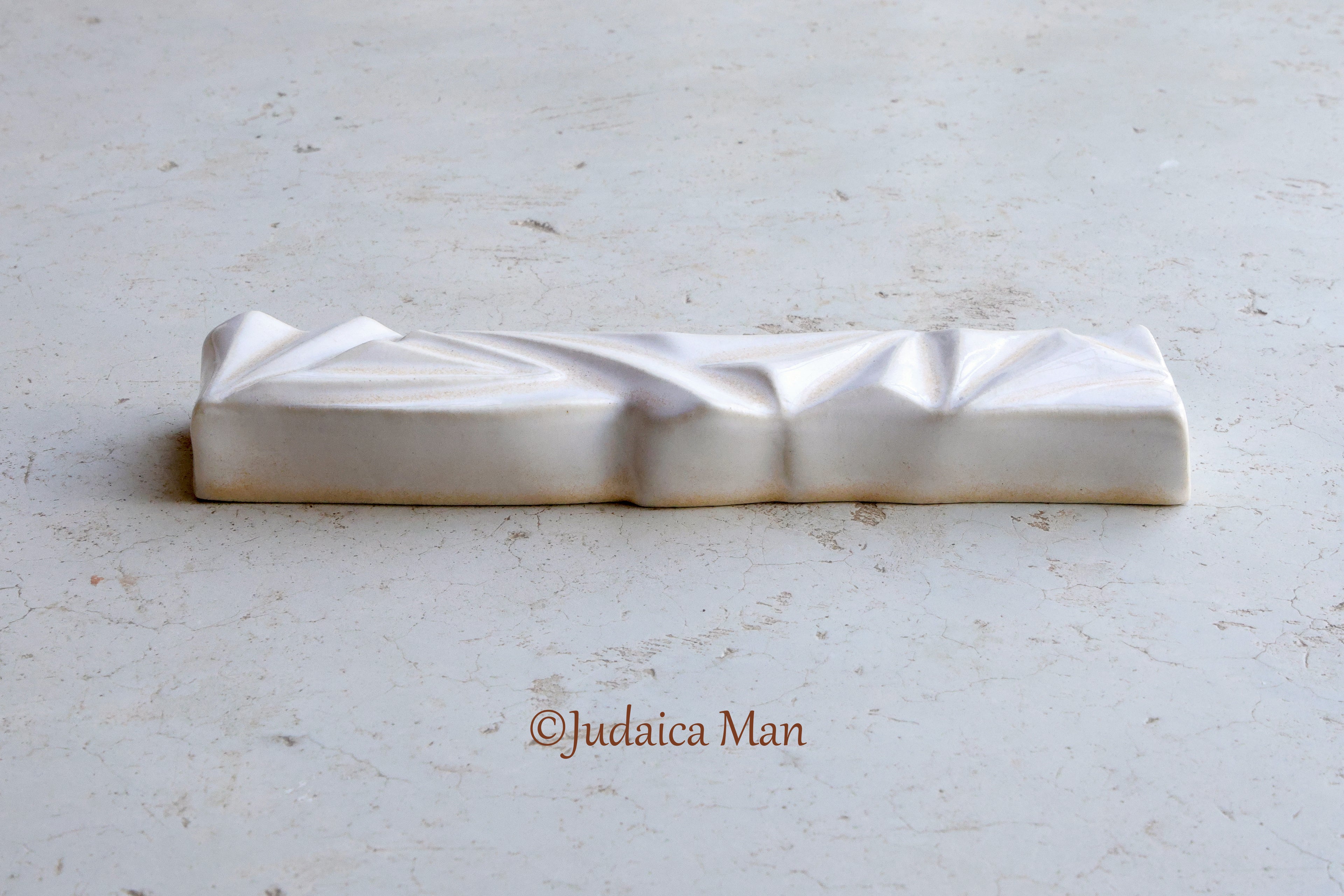 Ceramic mezuzah  "Diamond" white-cream color 2 sizes