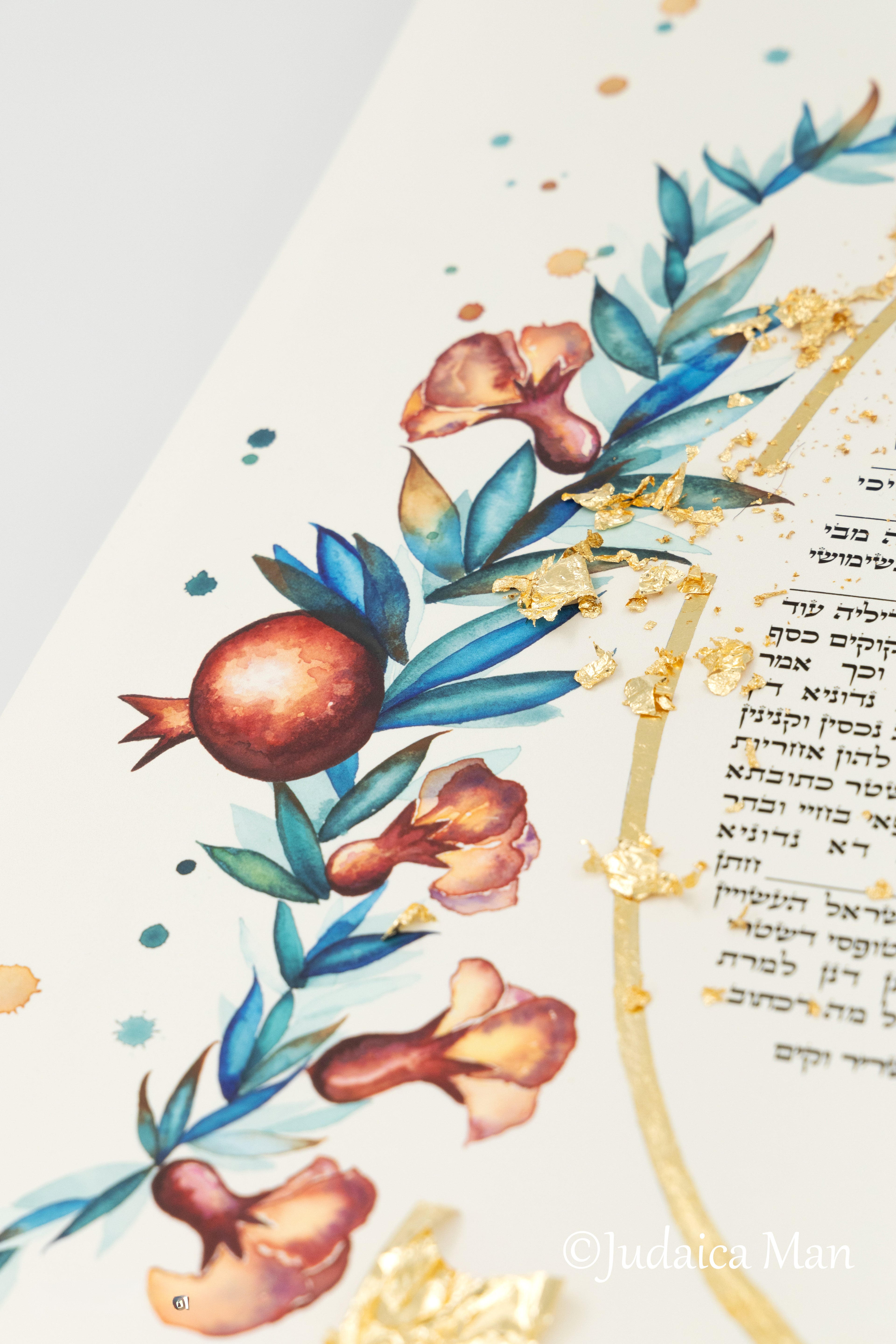 Jewish wedding ketubah "Pomegranates flowers"