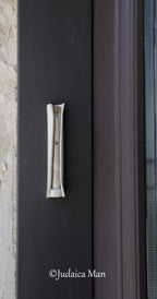 Ceramic mezuzah case with glass tube white color
