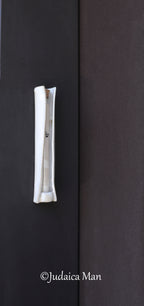 Ceramic mezuzah case with glass tube white color