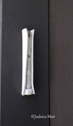 Ceramic mezuzah case with glass tube white color