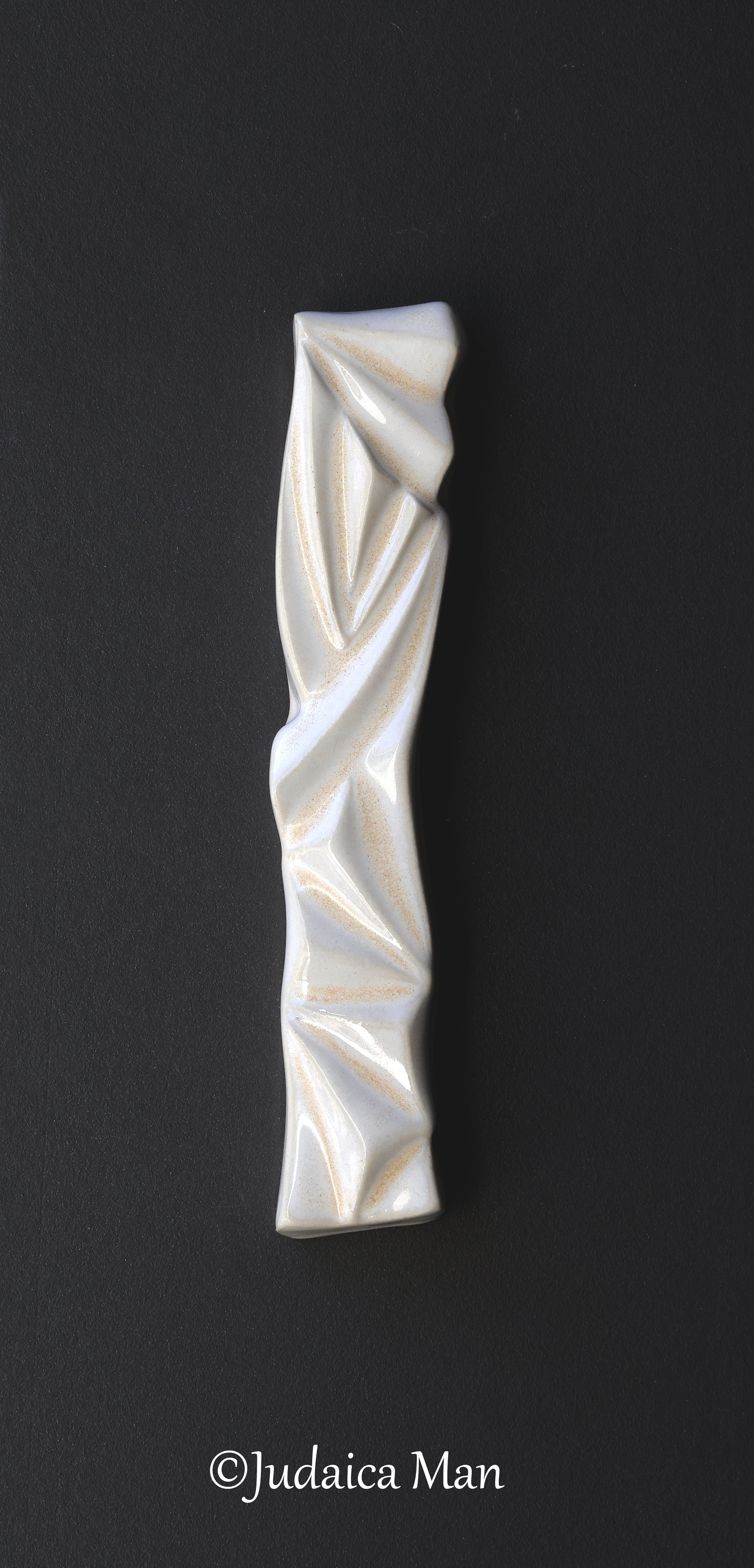 Ceramic mezuzah  "Diamond" white-cream color 2 sizes