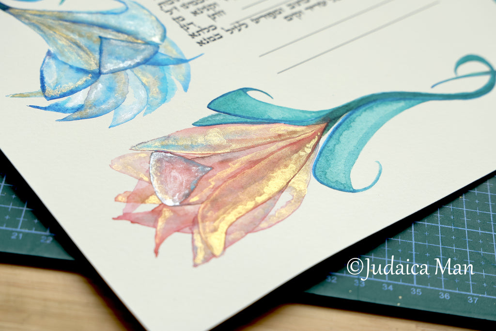 Ketubah "The king's Shushan" - Hand painted with gold