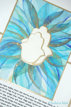 Ketubah "Hamsa in blue" with Gold 24K or imitation gilding
