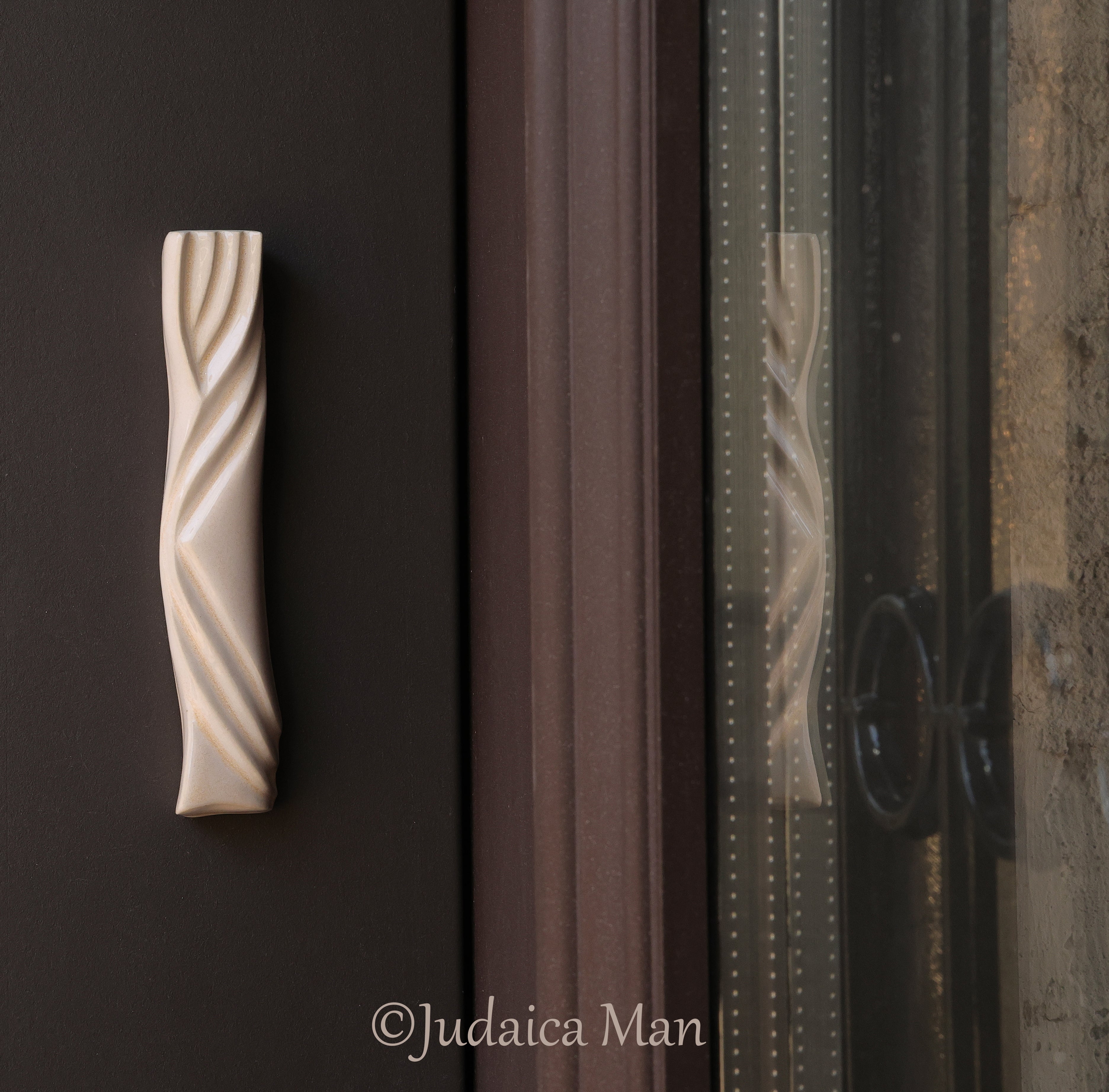 Ceramic mezuzah case "Kalah- Bride" cream color