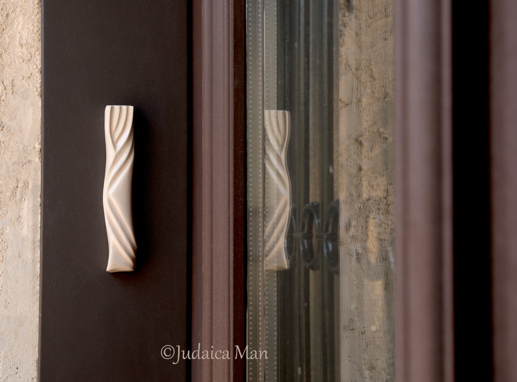 Ceramic mezuzah case "Kalah- Bride" cream color