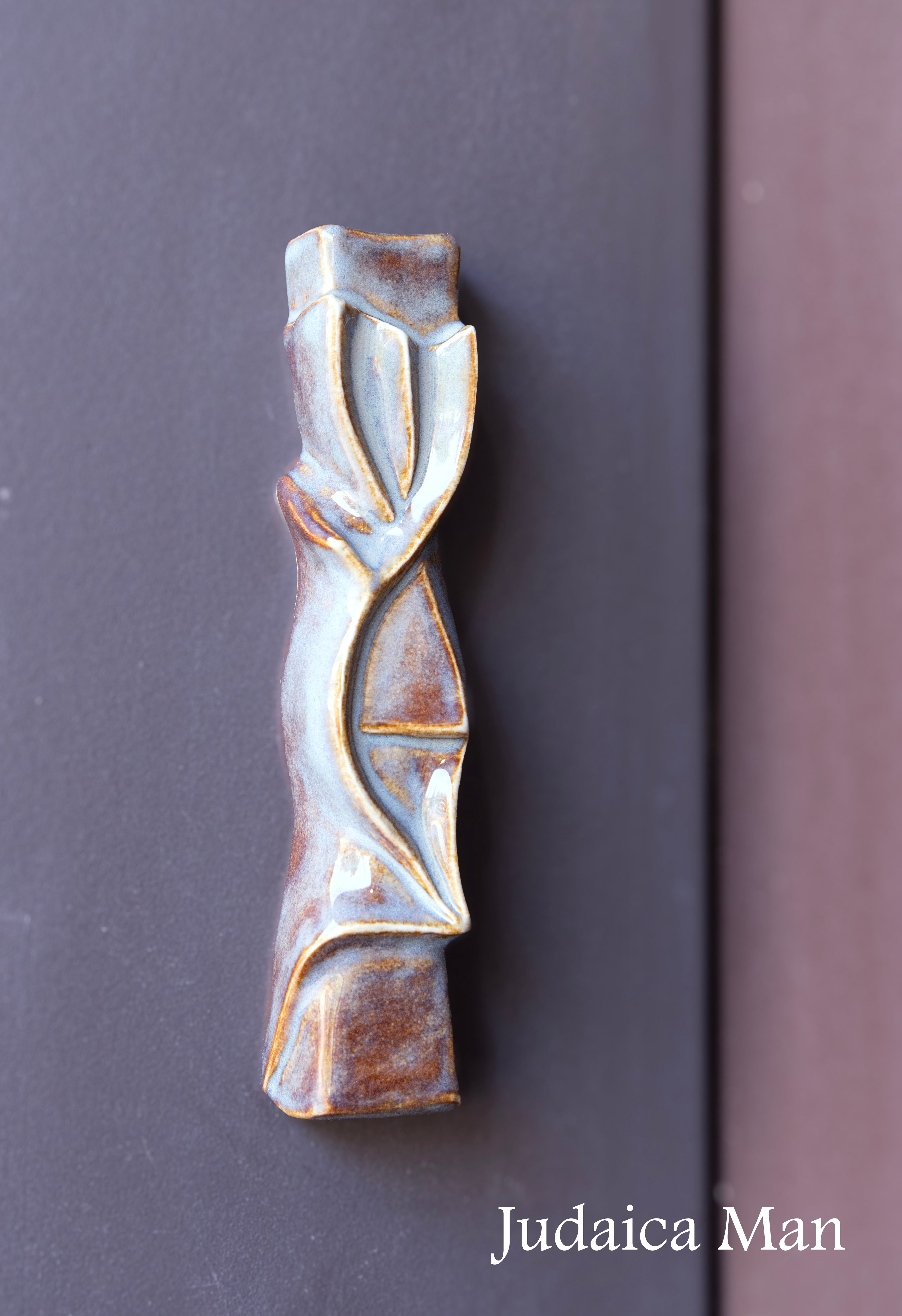 Ceramic mezuzah case "Shema" blue color 3 sizes