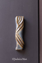 Ceramic mezuzah case "Kalah- Bride" blue brown color