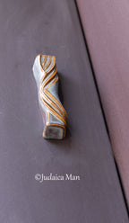 Ceramic mezuzah case "Kalah- Bride" blue brown color