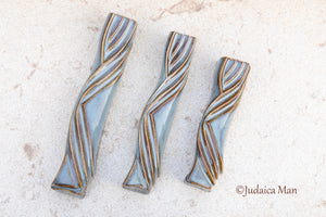 Ceramic mezuzah case "Kalah- Bride" blue brown color
