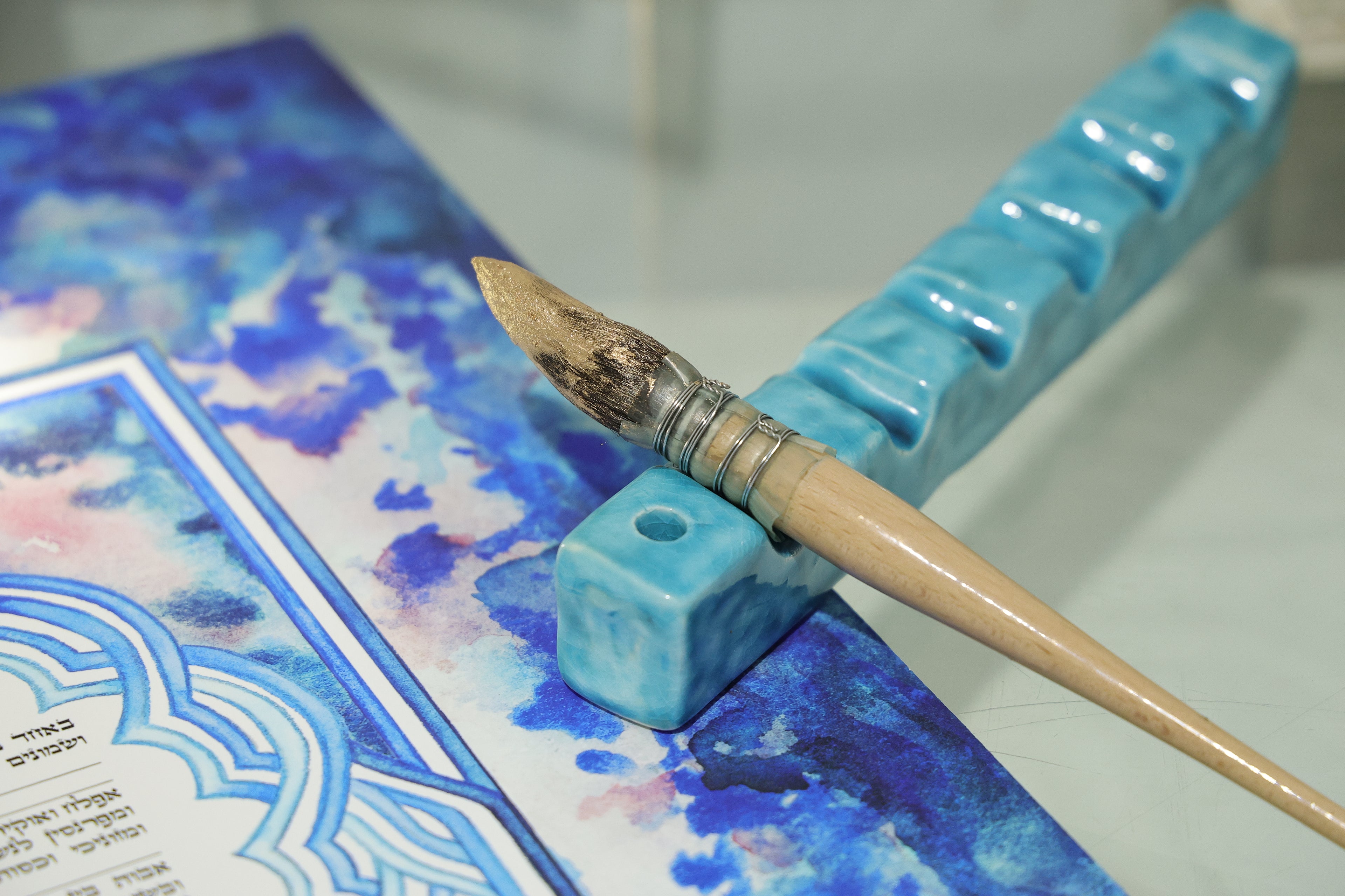 Ketubah with 24 K pure gold "Sunset colors on Talith"- Marocco style