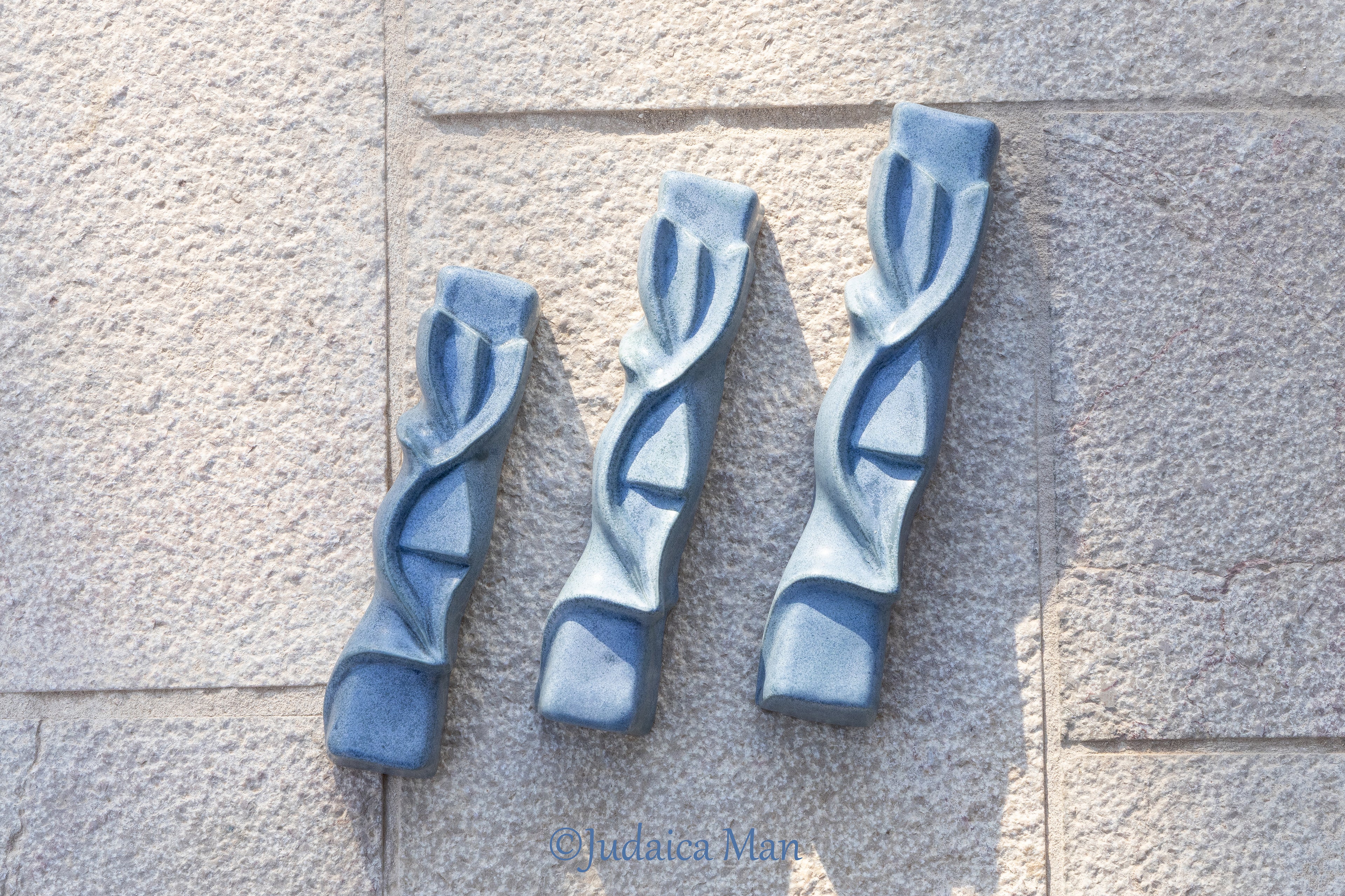 Ceramic mezuzah  "Shema" Blue stone color 3 sizes