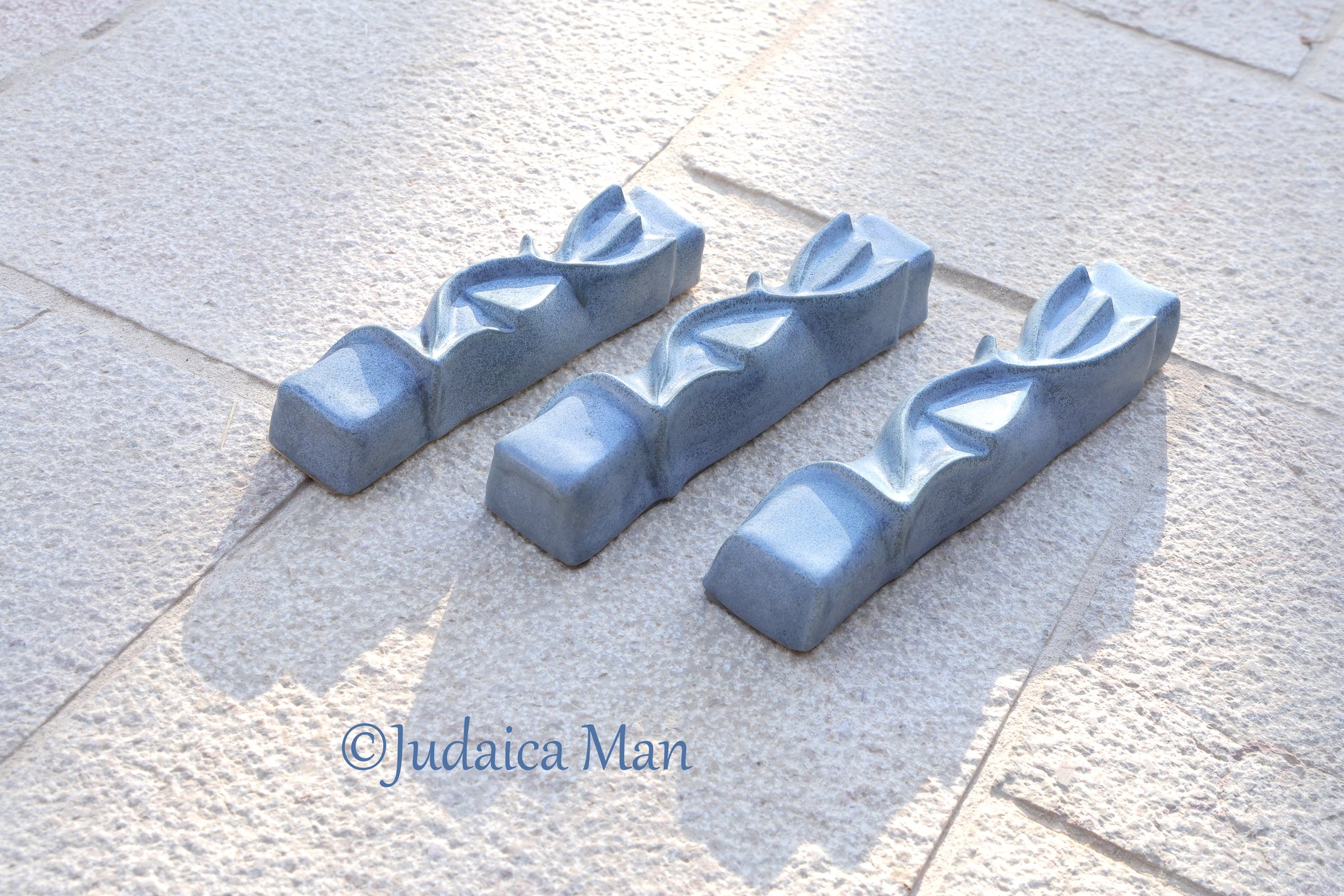Ceramic mezuzah  "Shema" Blue stone color 3 sizes