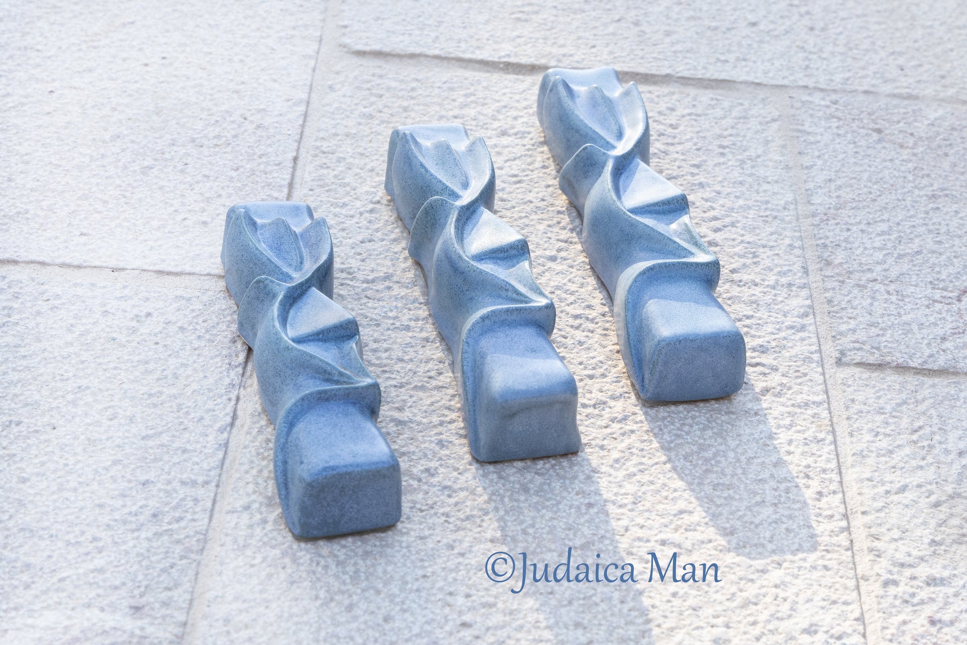 Ceramic mezuzah  "Shema" Blue stone color 3 sizes