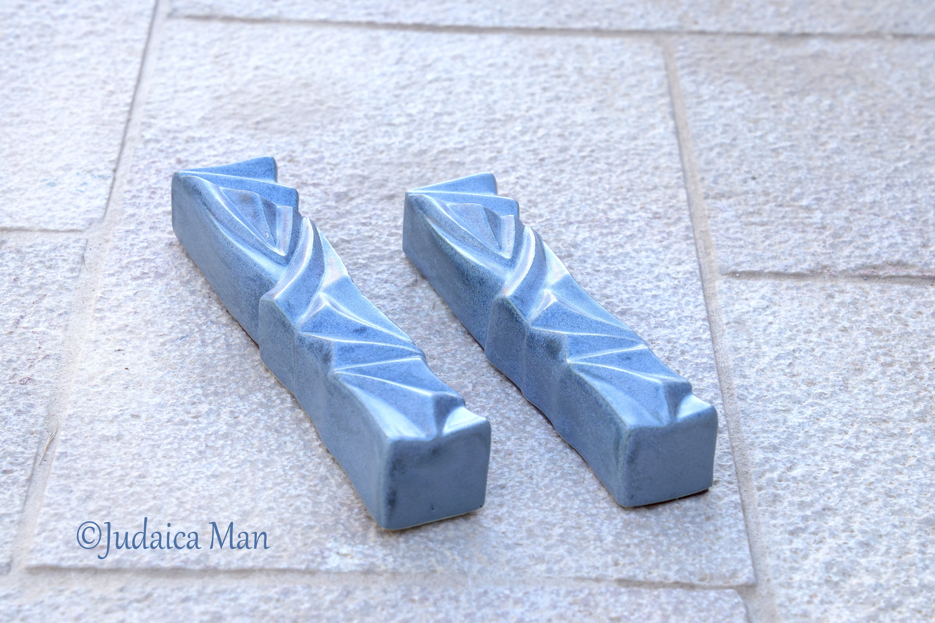 Ceramic mezuzah  "Diamond" Blue stone color 2 sizes