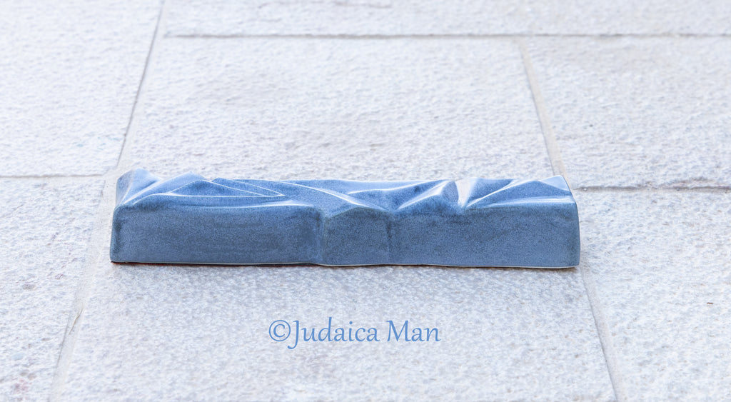 Ceramic mezuzah  "Diamond" Blue stone color 2 sizes
