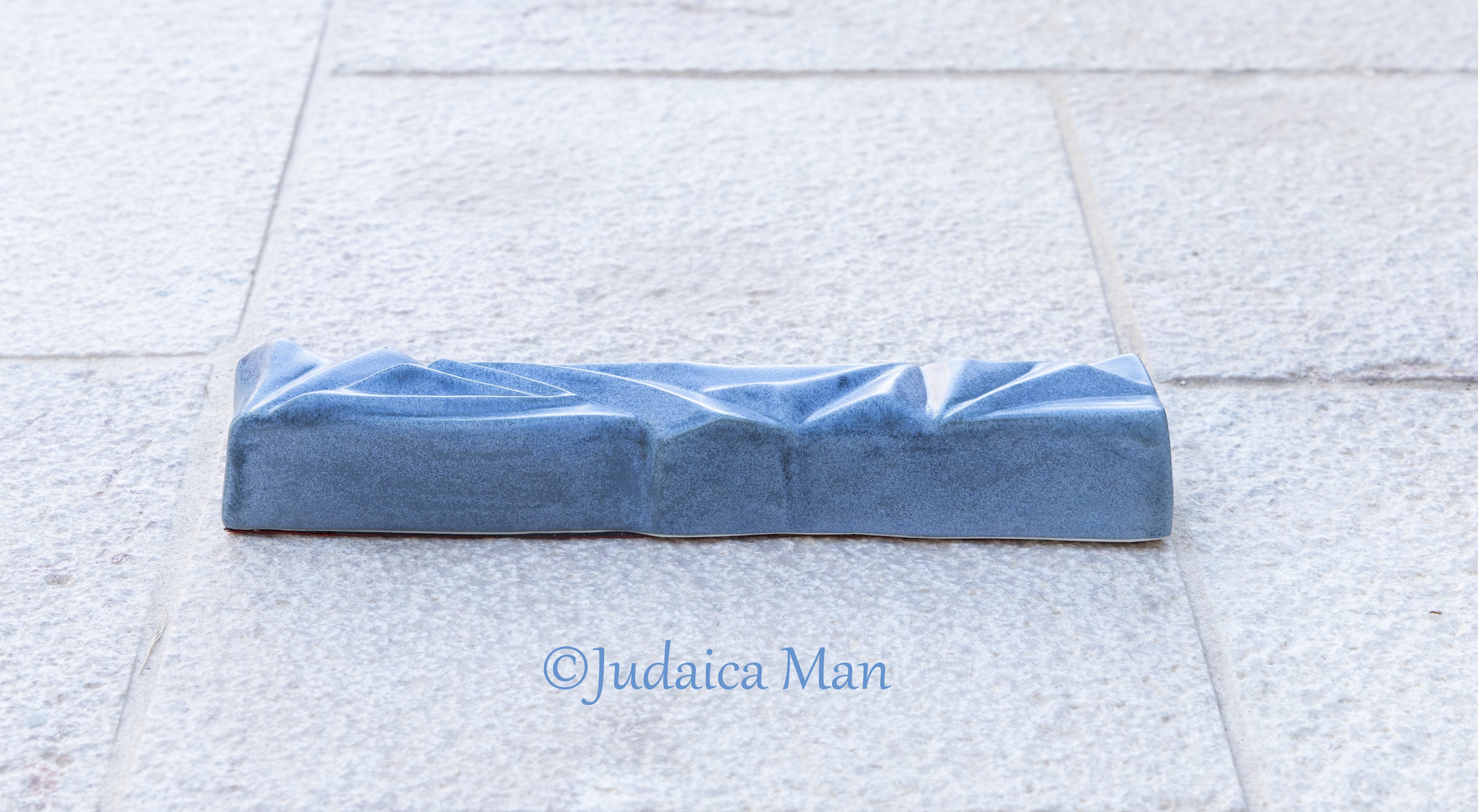 Ceramic mezuzah  "Diamond" Blue stone color 2 sizes