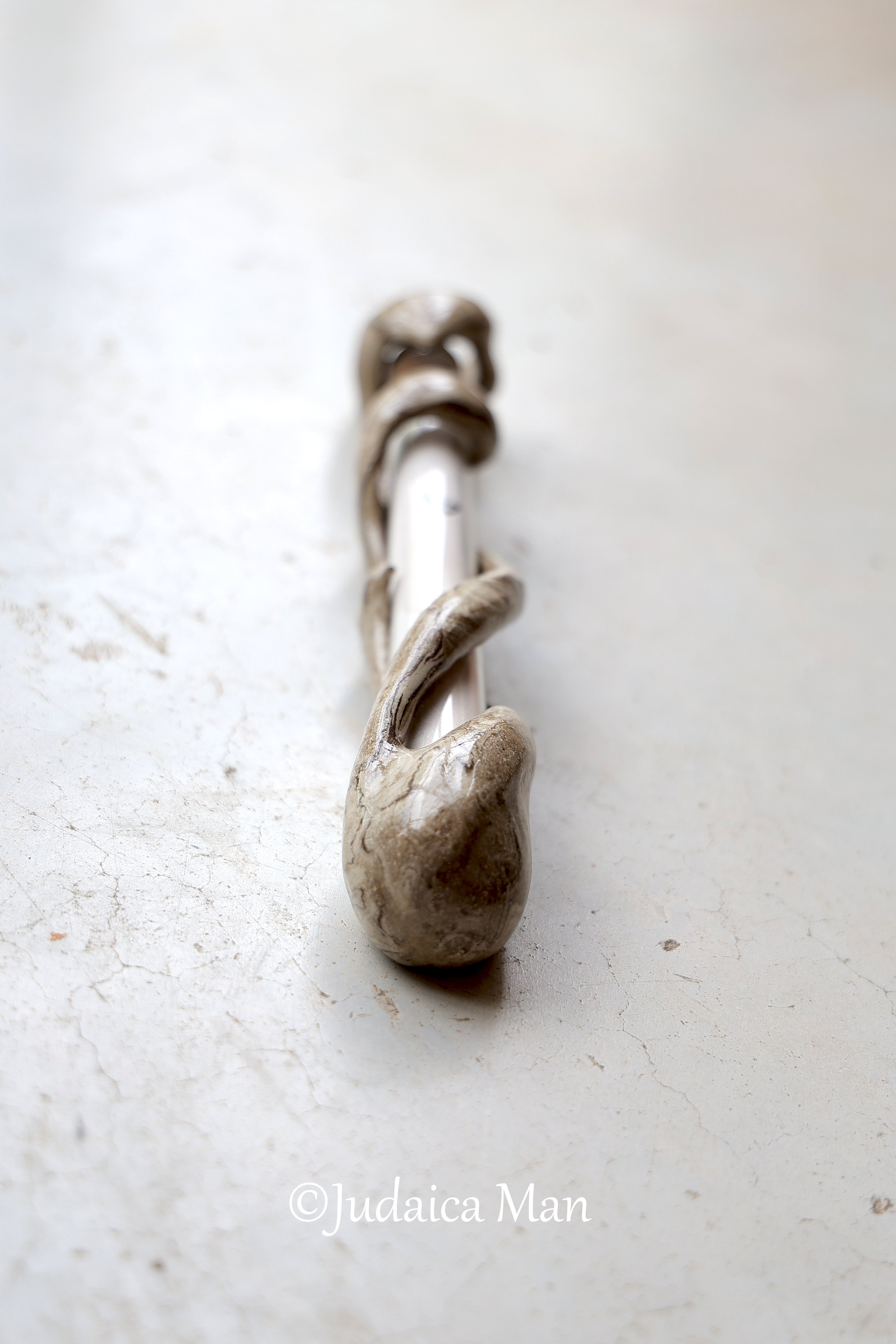 Ceramic mezuzah case "Tree of life"with glass tube