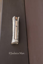 Ceramic mezuzah case with glass tube cream color