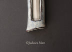 Ceramic mezuzah case with glass tube cream color