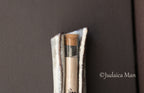 Ceramic mezuzah case with glass tube cream color
