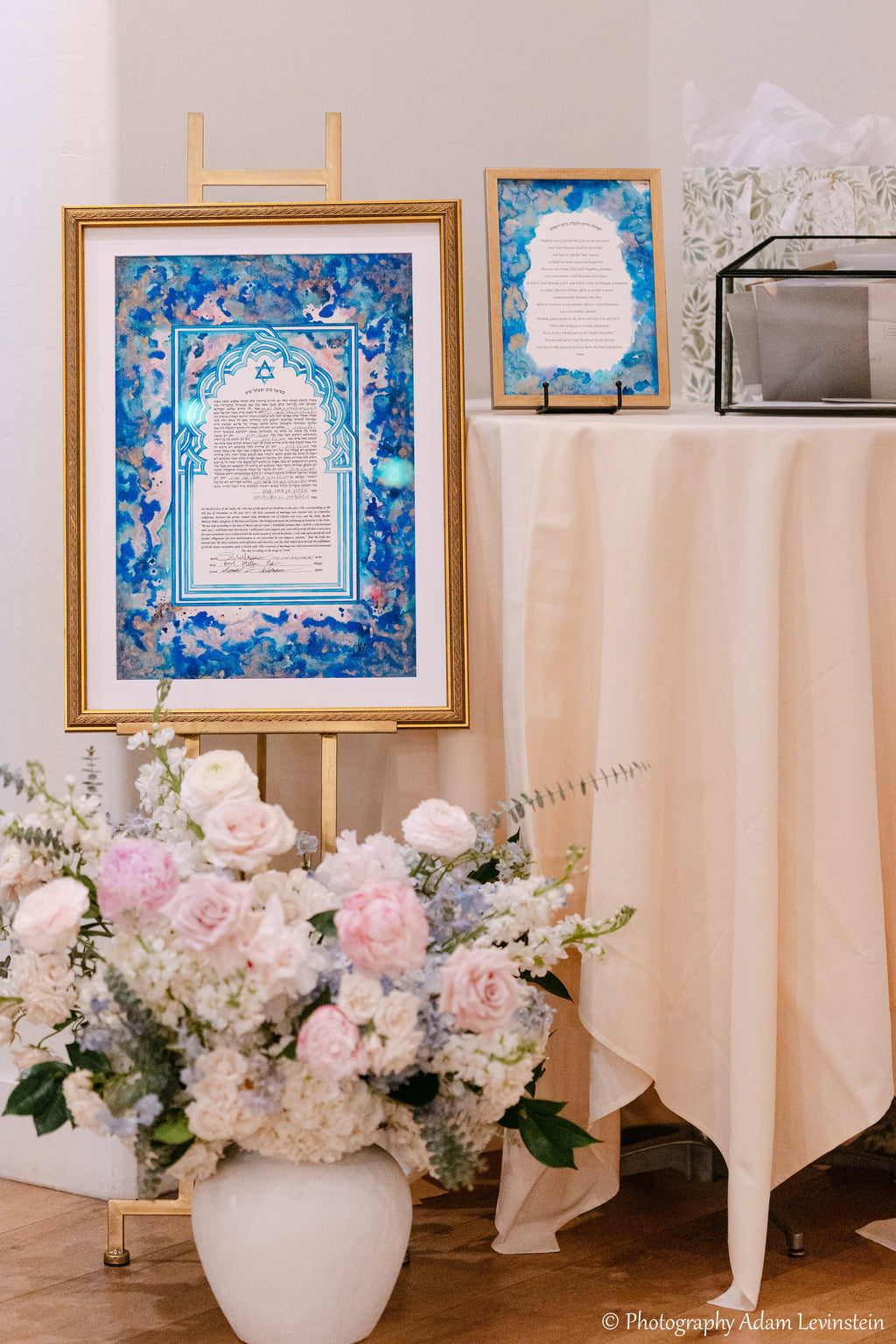 Ketubah with 24 K pure gold "Sunset colors on Talith"- Marocco style