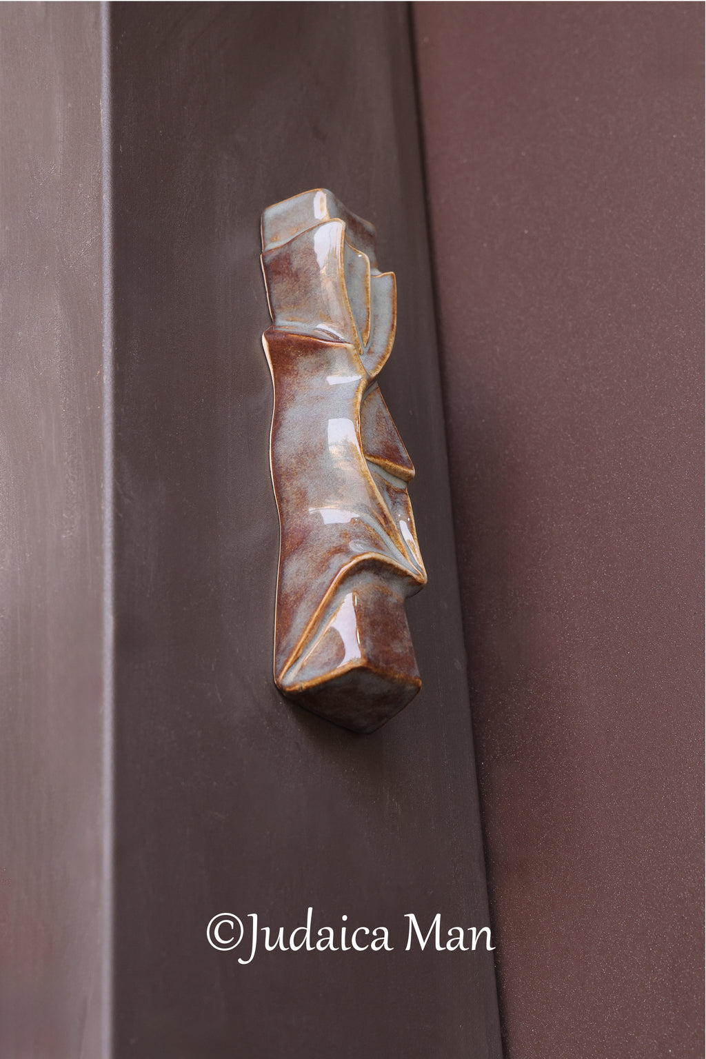 Ceramic mezuzah case "Shema" blue color 3 sizes