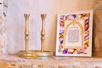 Jewish woman prayer for Shabbat candles Earth colors handmade gold painting 24K