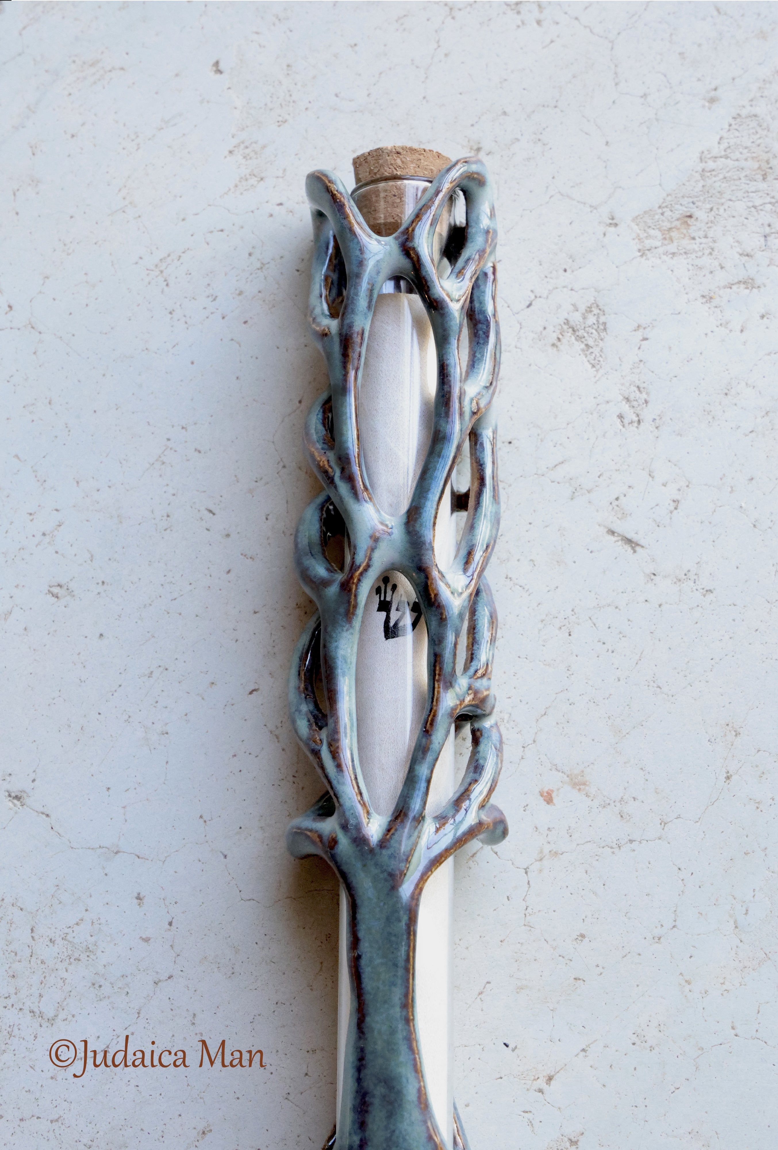 Ceramic mezuzah "Tree of life" unique piece handmade