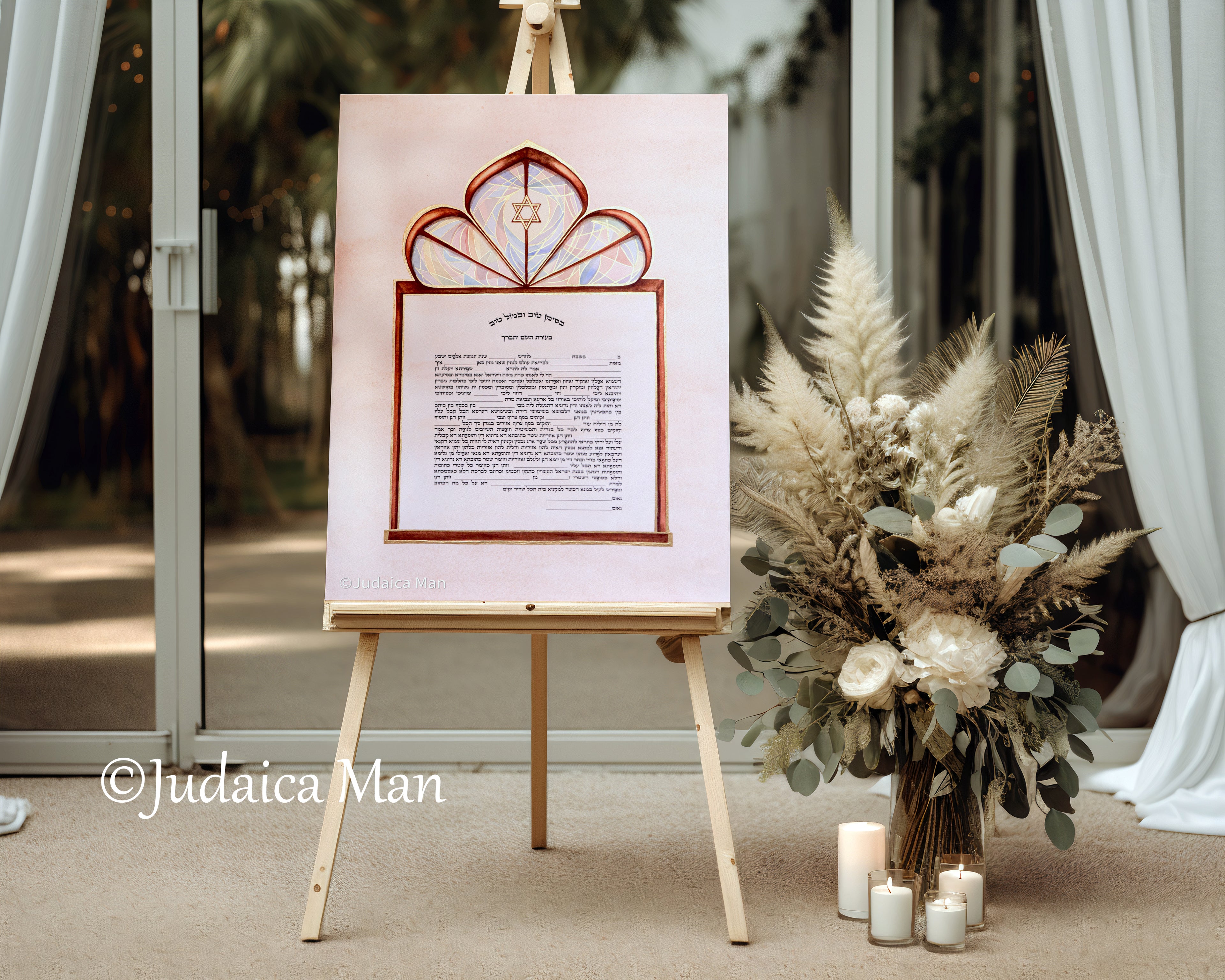 Ketubah "Mishkan" vitrage - Hand painted with gold 24 K