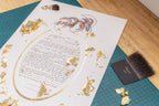 Ketubah AHAVA with gold/ copper contour